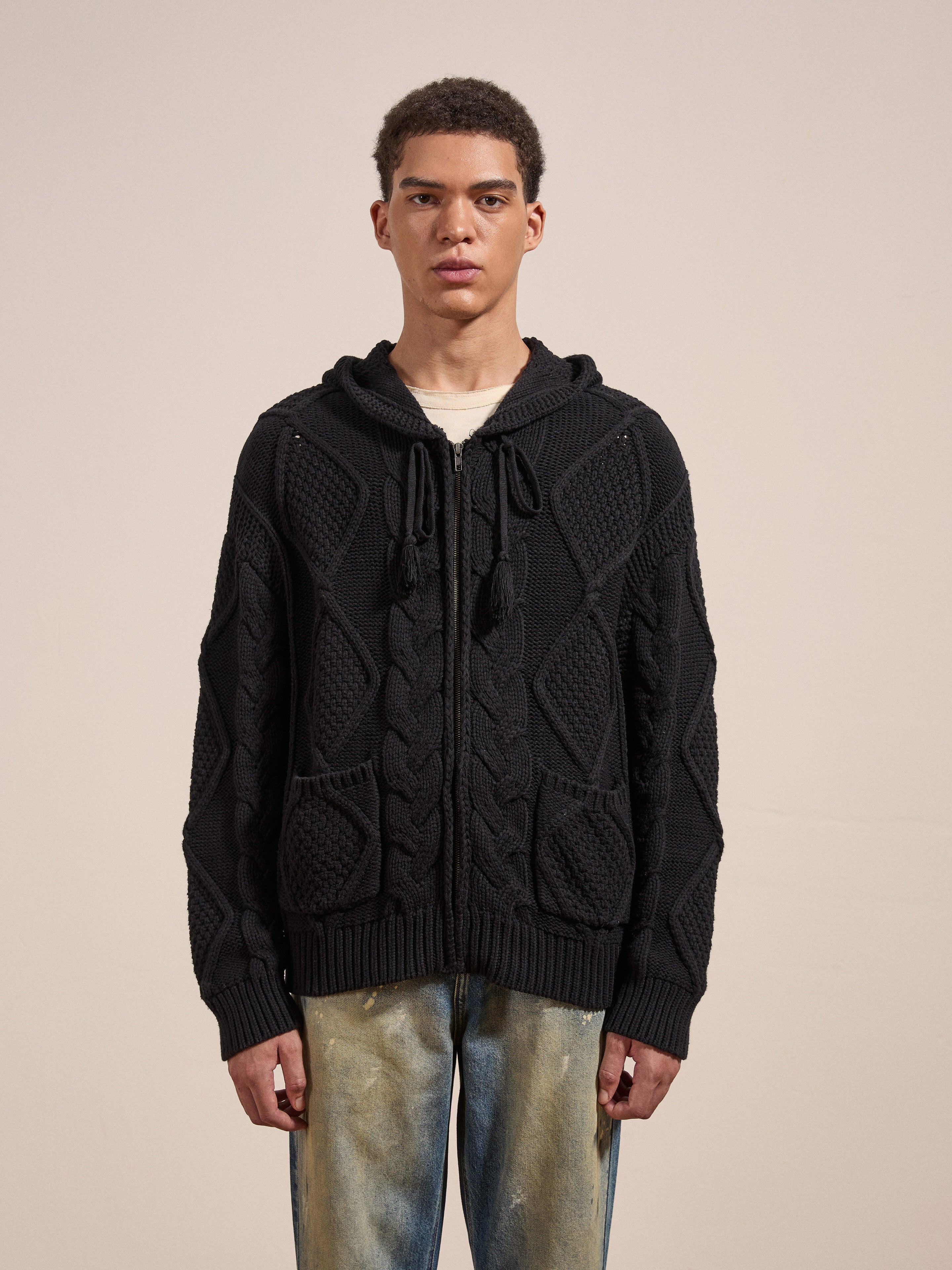 Zip Up Cable Knit Hoodie | Modern Menswear by yycbvcnbmmnbm