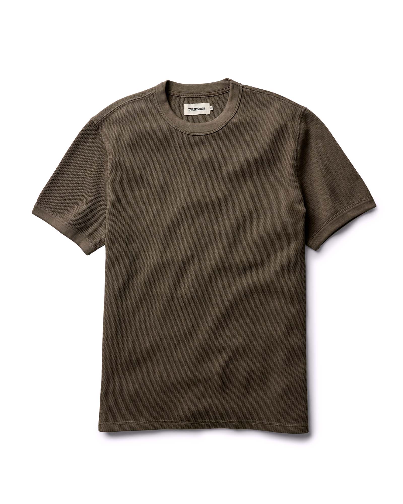 The Organic Cotton Short Sleeve Crew in Fatigue Olive Waffle | Modern Menswear by yycbvcnbmmnbm