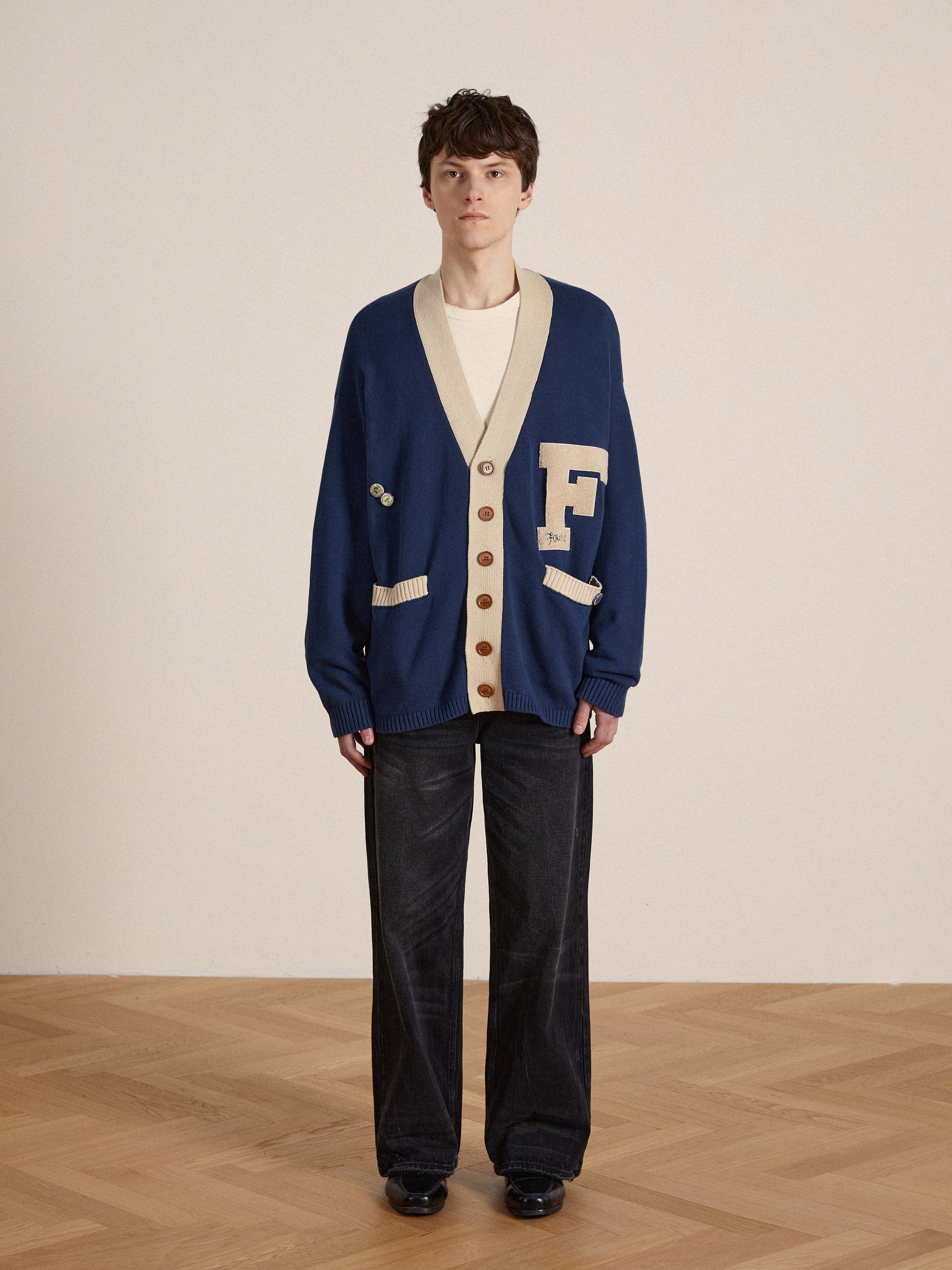 Laleh Varsity Contrast Cardigan | Modern Menswear by yycbvcnbmmnbm