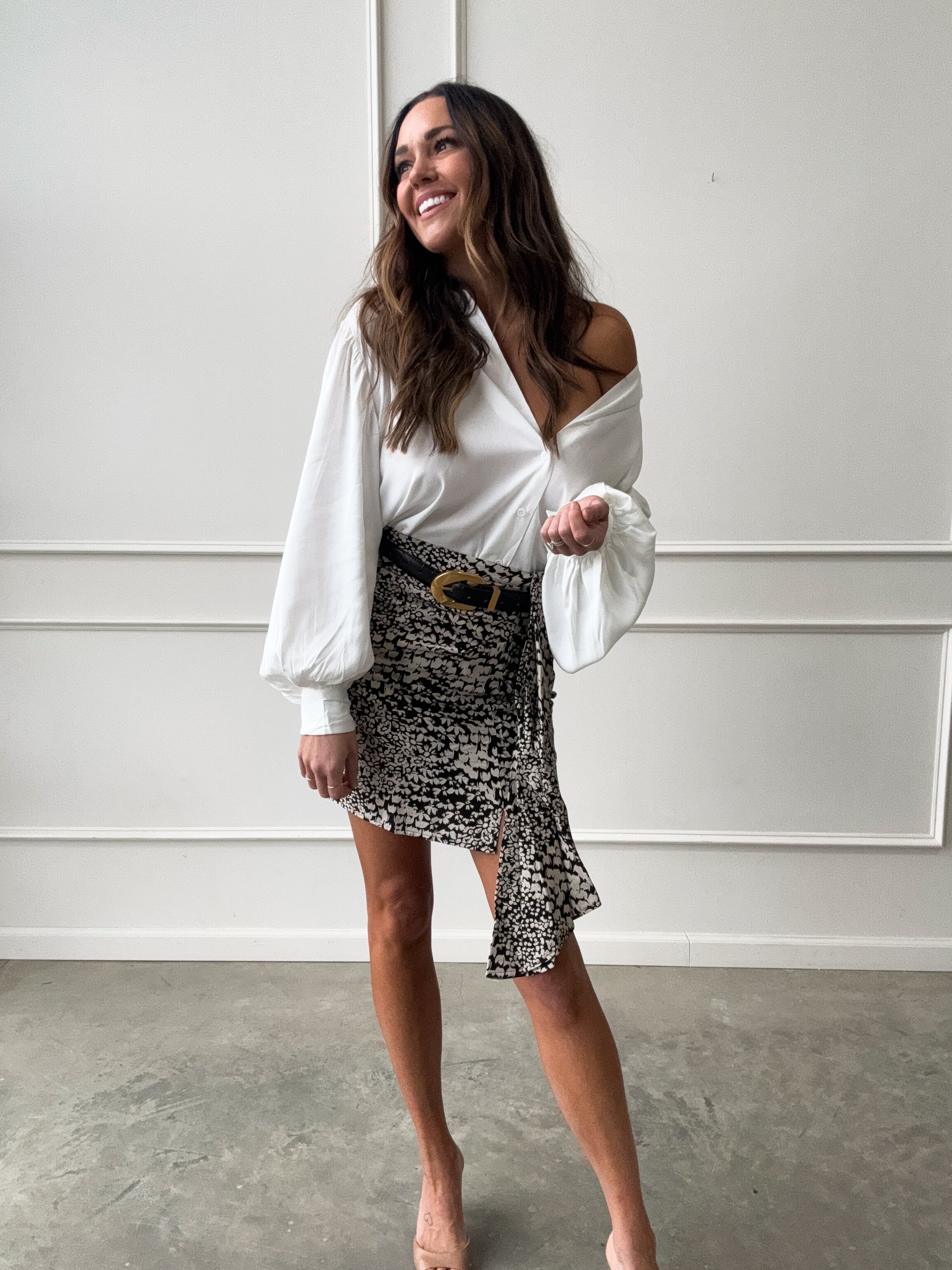 Black Floral Skirt with Ruffle | Elegant Women's Fashion by coolavocek