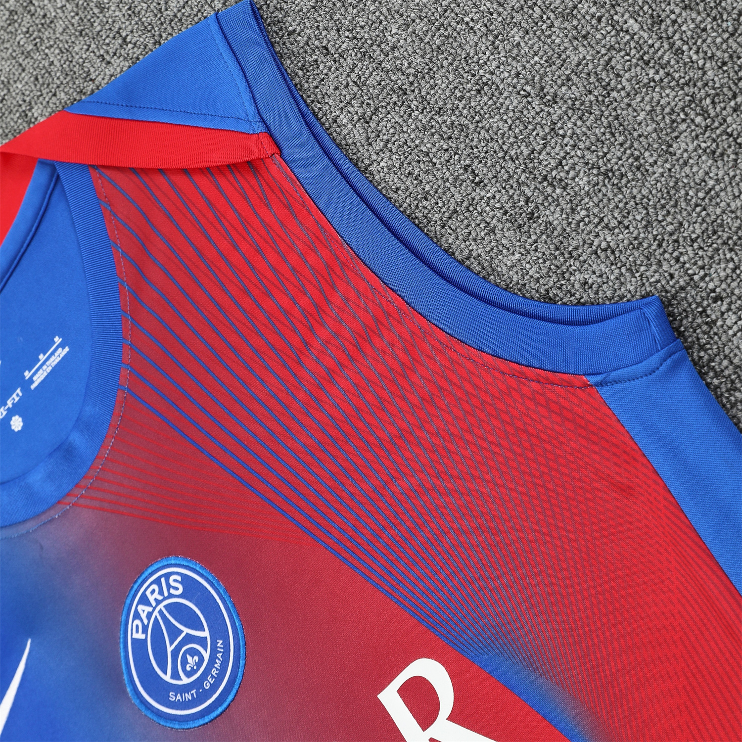 AlphaJersey-Paris Saint-Germain PSG 25-26 Vest Training Set - Red And Blue Lines Vest & Blue Shorts