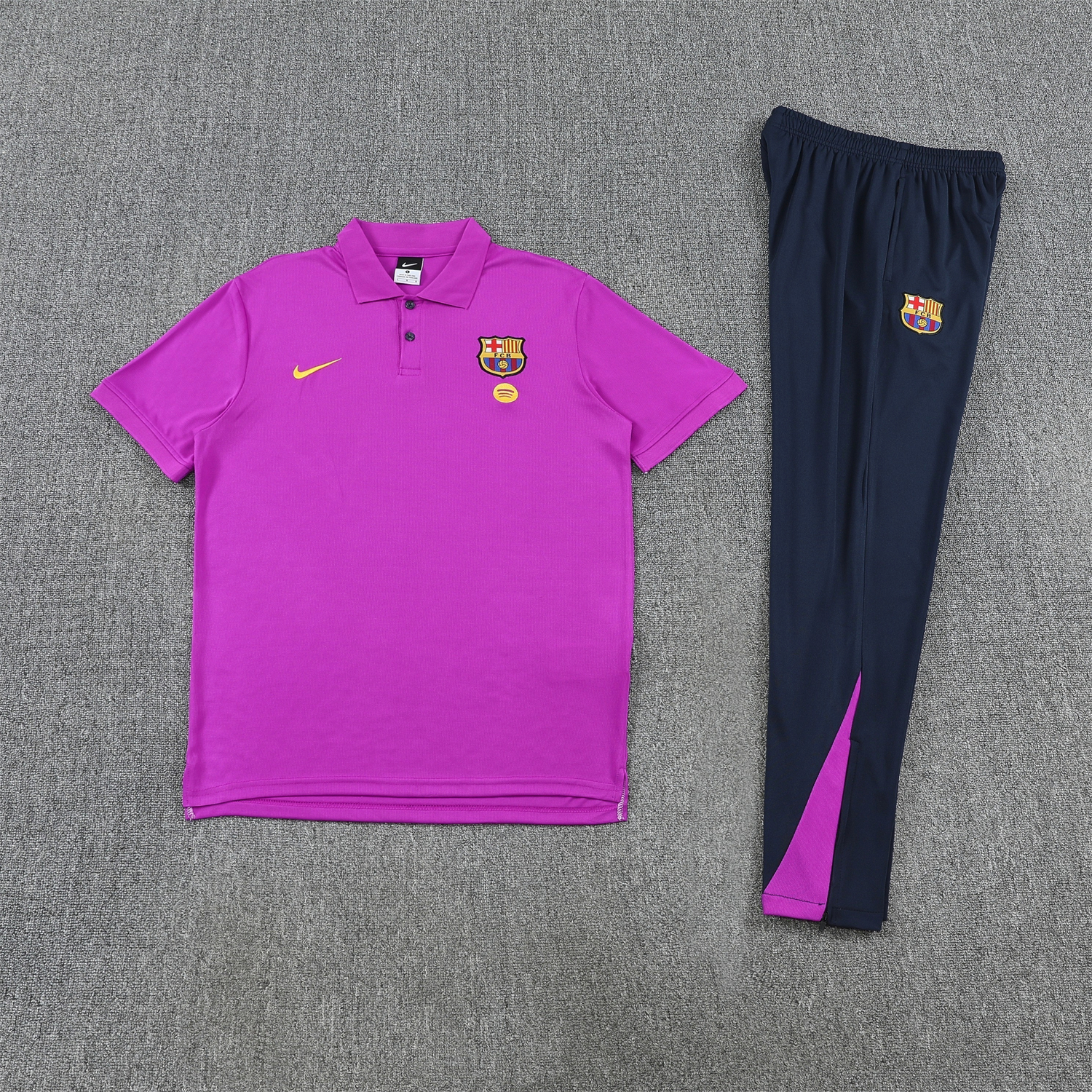AlphaJersey-Barcelona 25-26 POLO Short-Sleeve Training Set - Purple Top and Dark Blue Pants