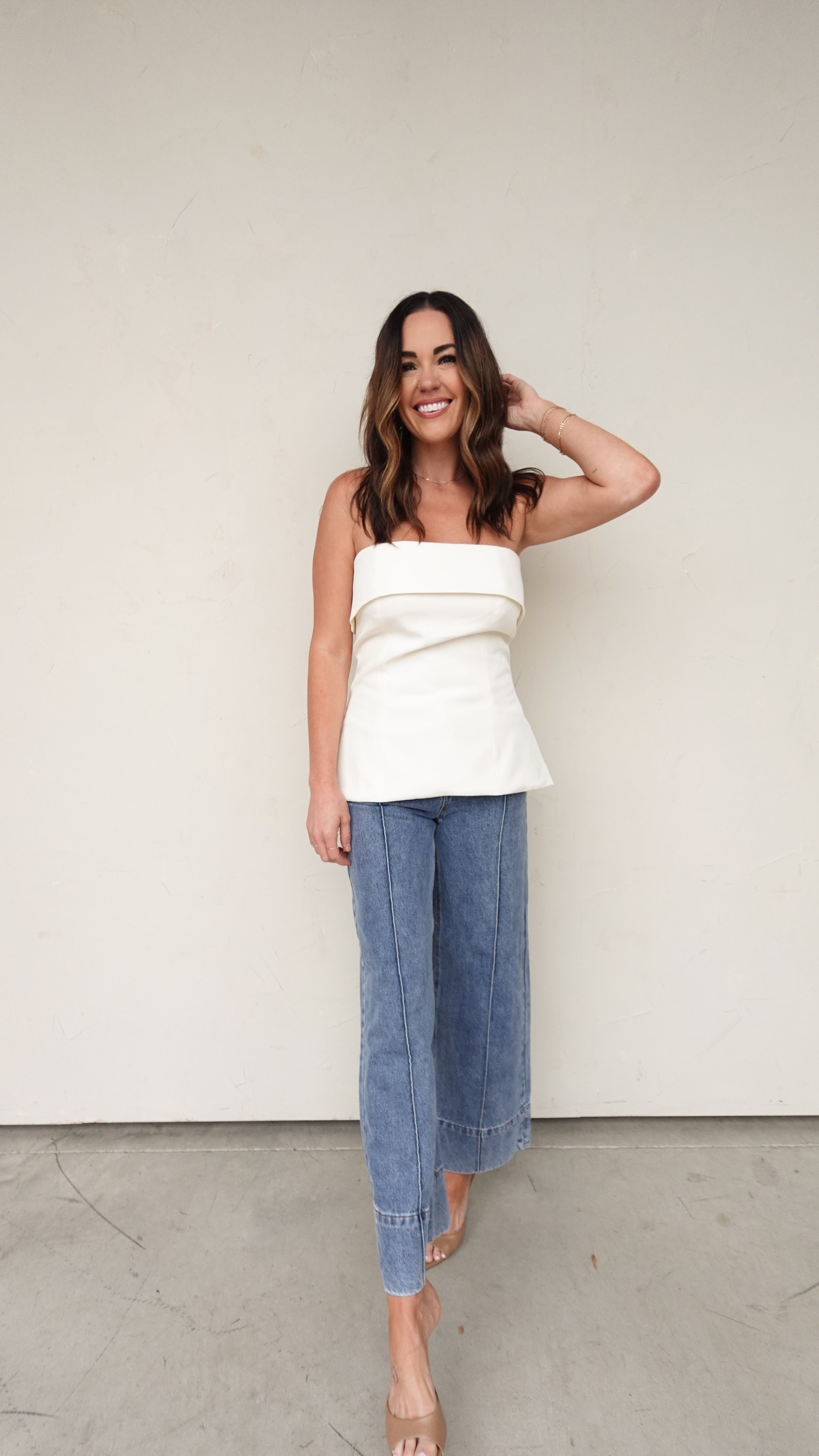 Ivory Foldover Strapless Top | Elegant Women's Fashion by coolavocek