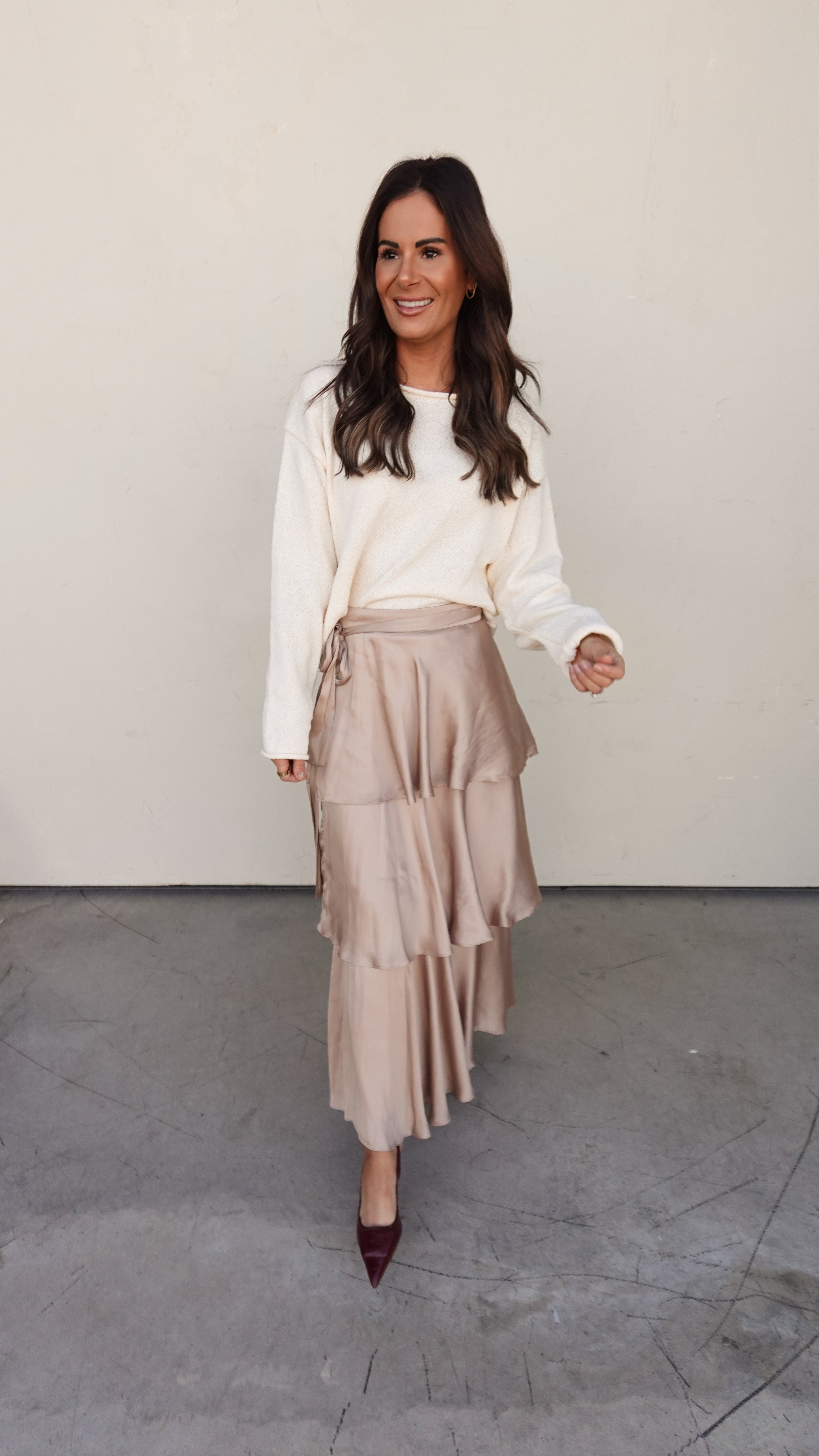 Tiered Satin Maxi Skirt | Elegant Women's Fashion by coolavocek