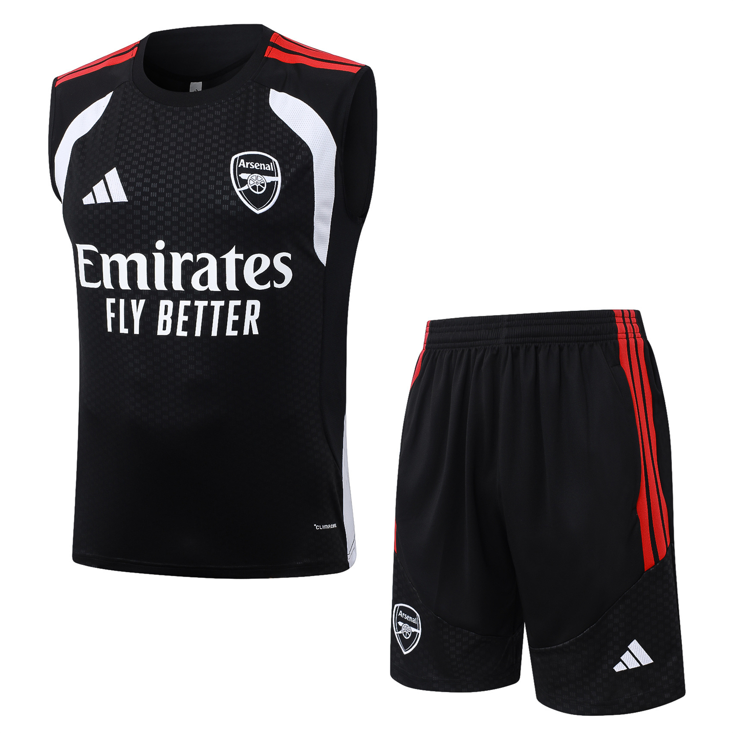 AlphaJersey-Arsenal 26-27 Vest Training Set - Red Edge Black Vest & Shorts