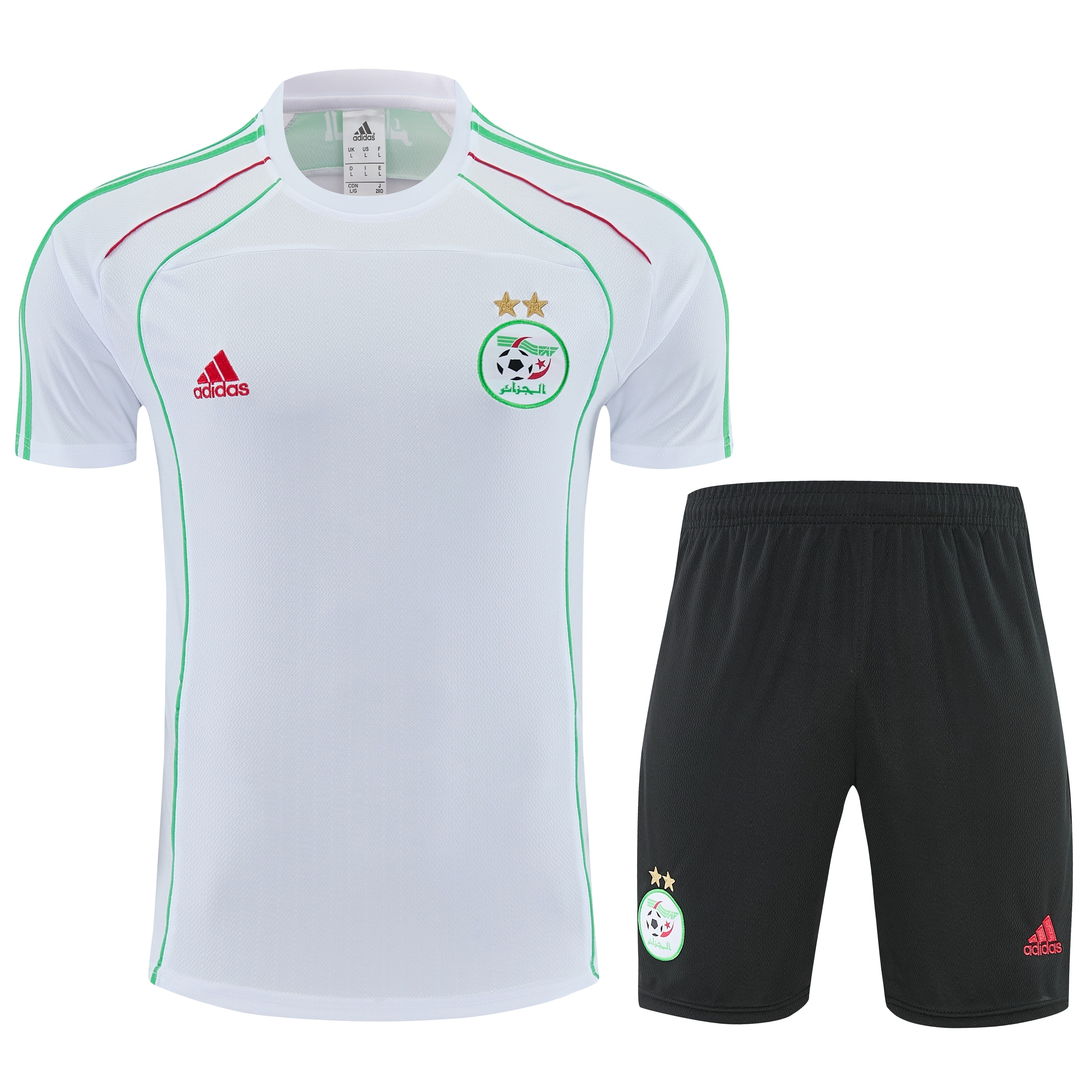 AlphaJersey-Algeria 2026 Short-Sleeve Training Set - White Top and Black Shorts