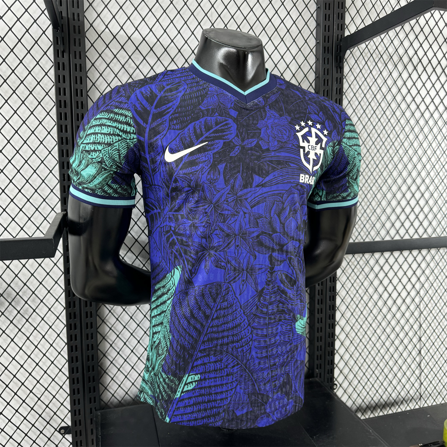 AlphaJersey-Brazil 25-26 Blue Flowers and Leaves Jersey - Player Version