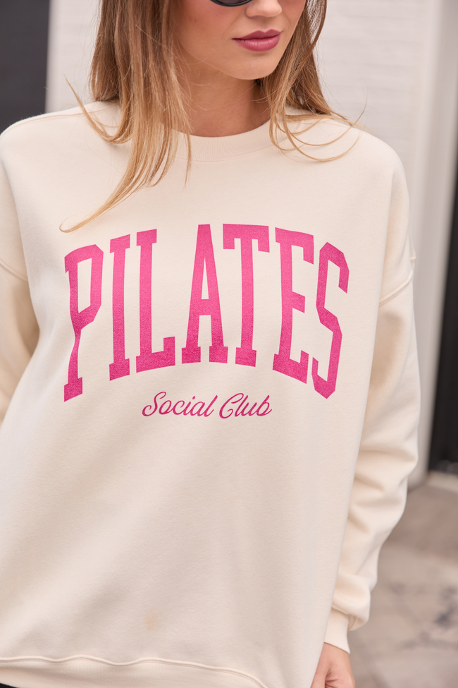 Pilates Cream Graphic Sweatshirt | Elegant Women's Fashion by coolavocek