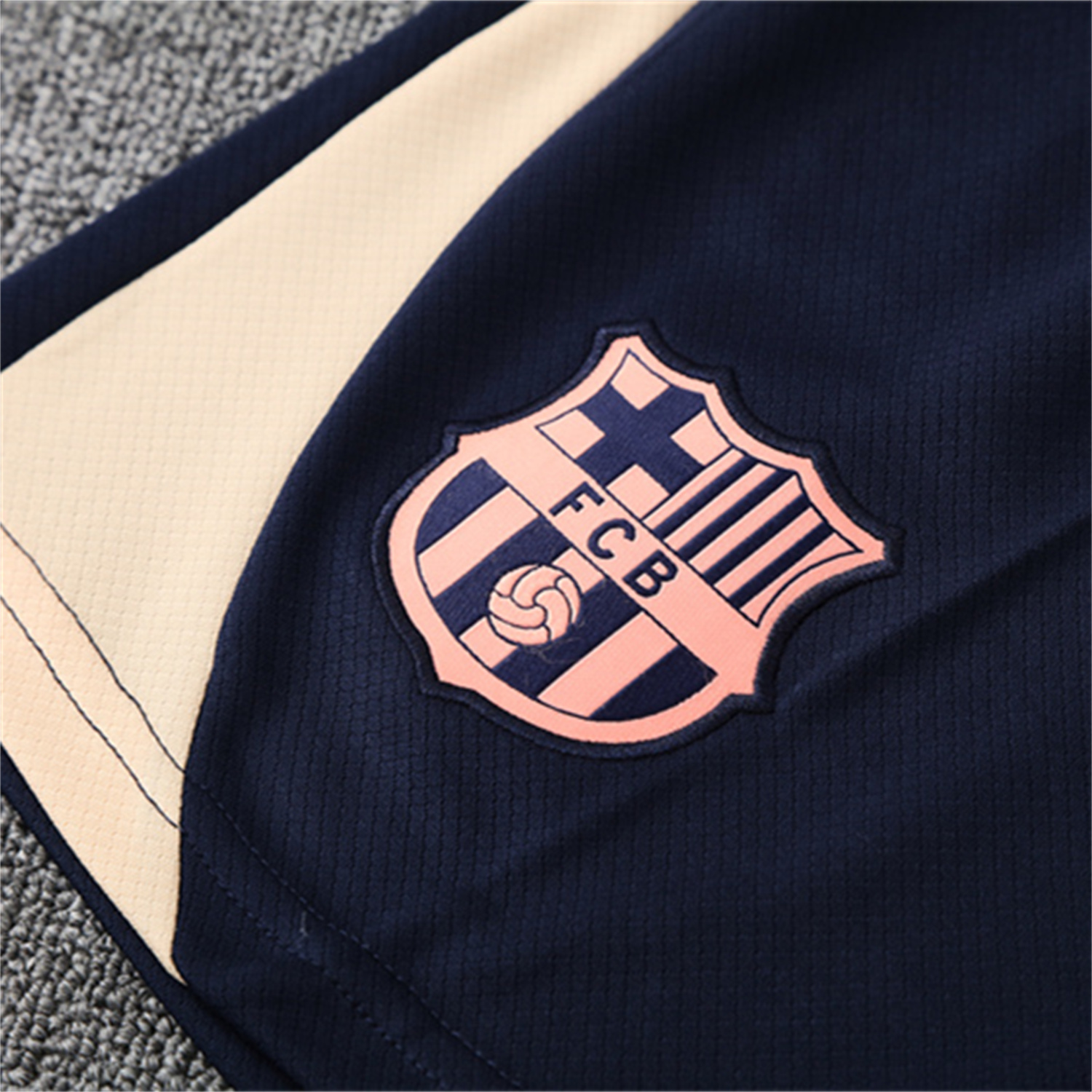 AlphaJersey-Barcelona 25-26 Short-Sleeve Training Set - Beige Top & Blue Shorts