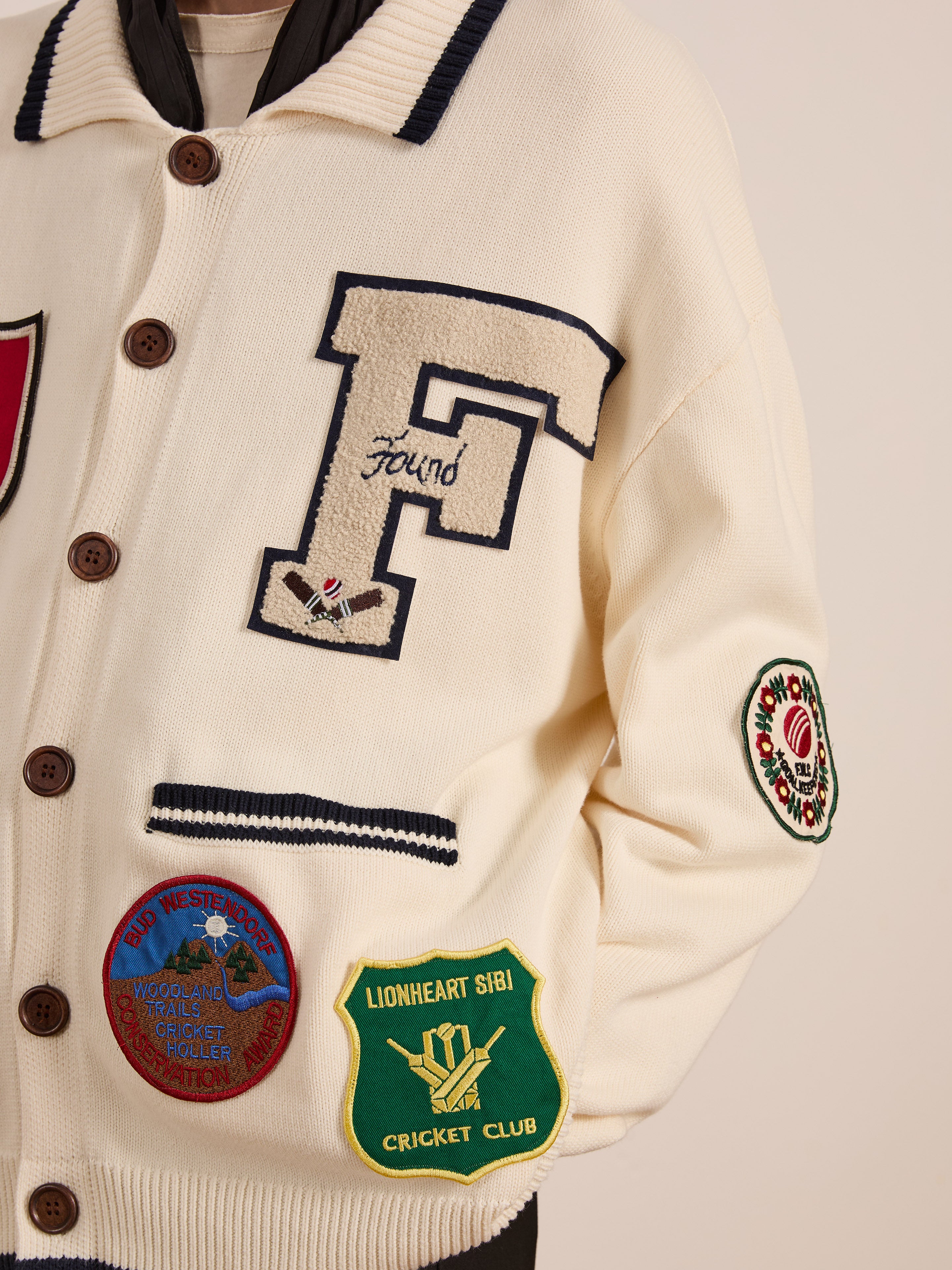 York Varsity Patch Collared Cardigan | Modern Menswear by yycbvcnbmmnbm