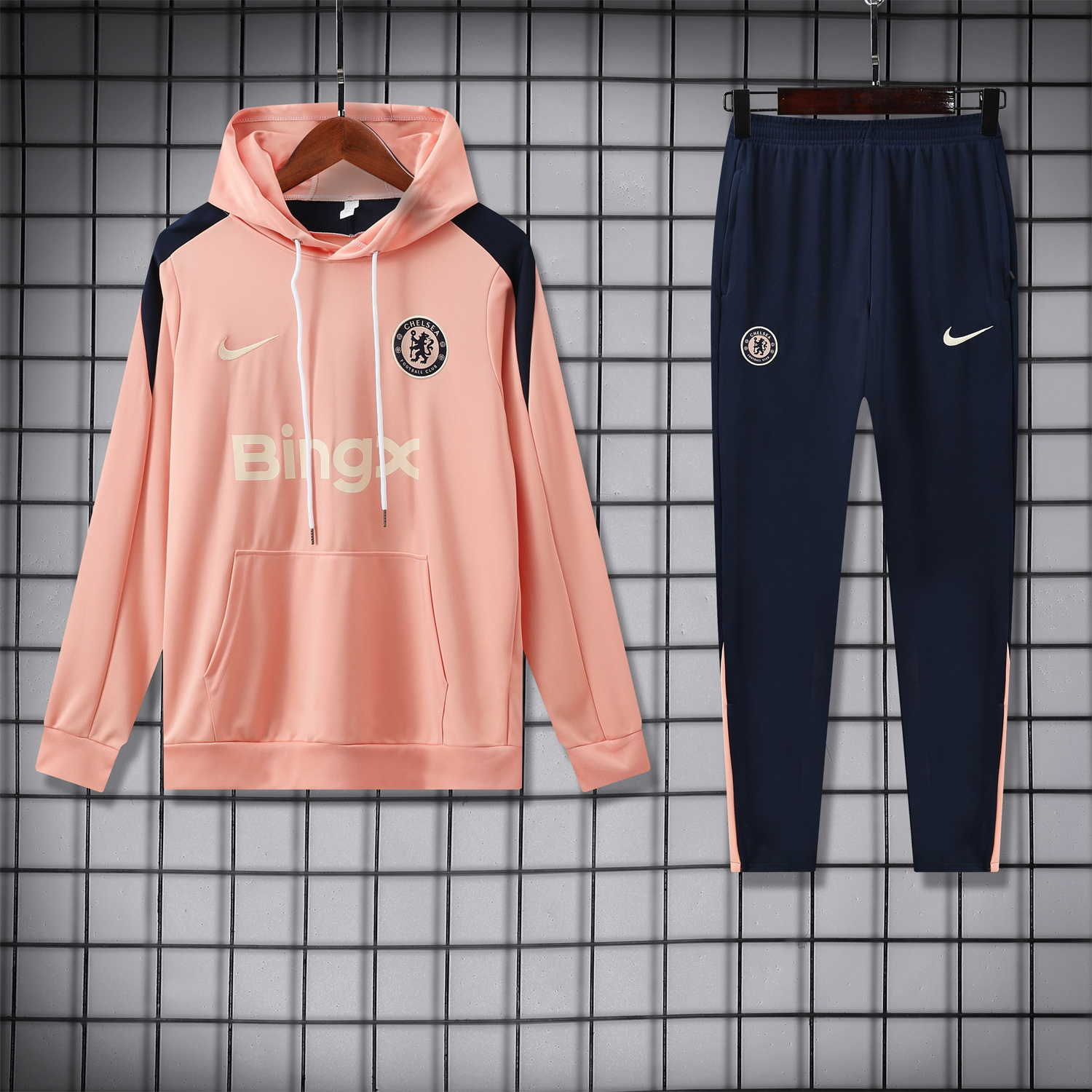 AlphaJersey-C.H.E.L.S.E.A 25-26 Traning Hoodie Set - Pink With Royal Blue