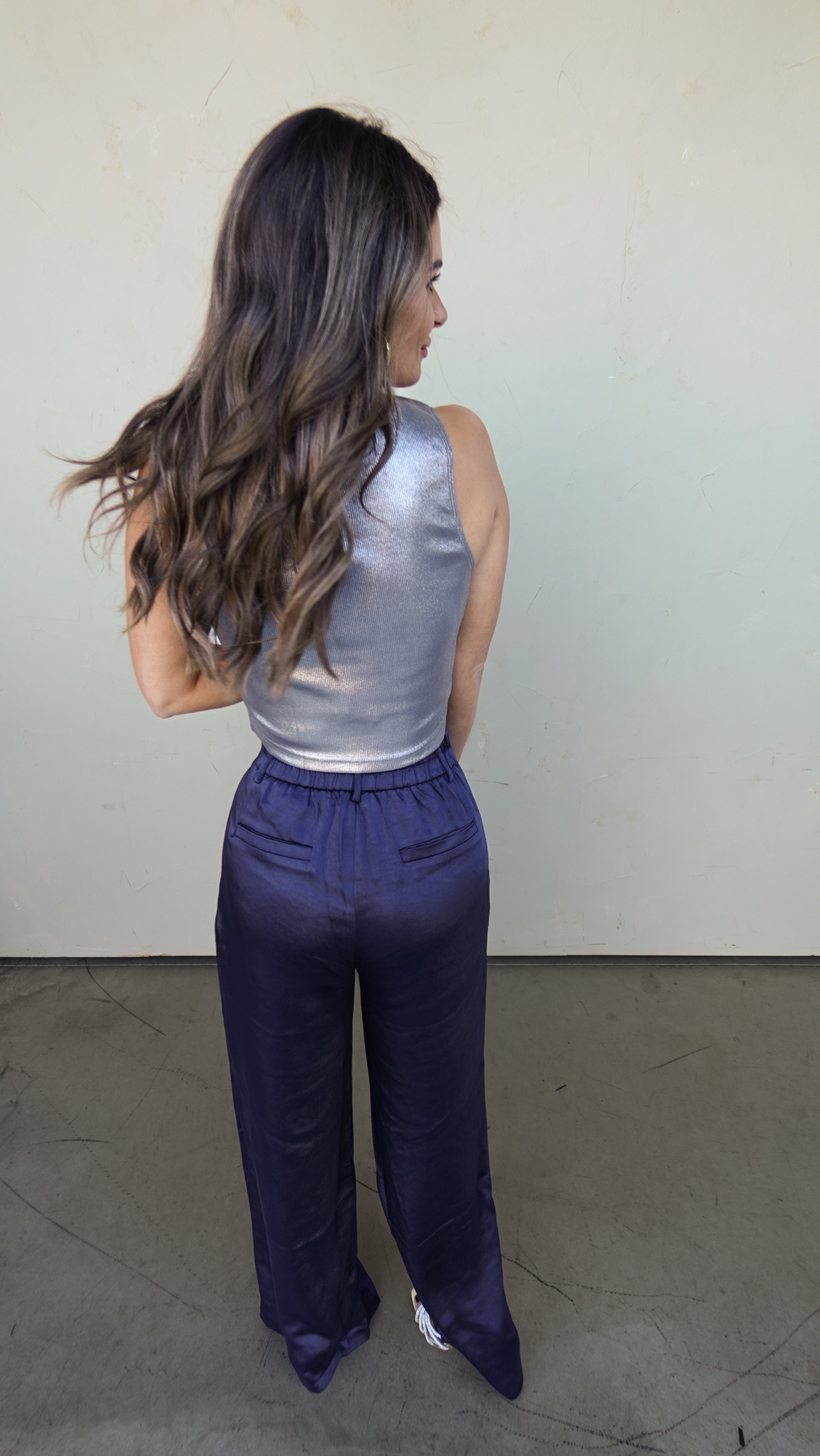 Silver Metallic Ribbed Tank | Elegant Women's Fashion by coolavocek