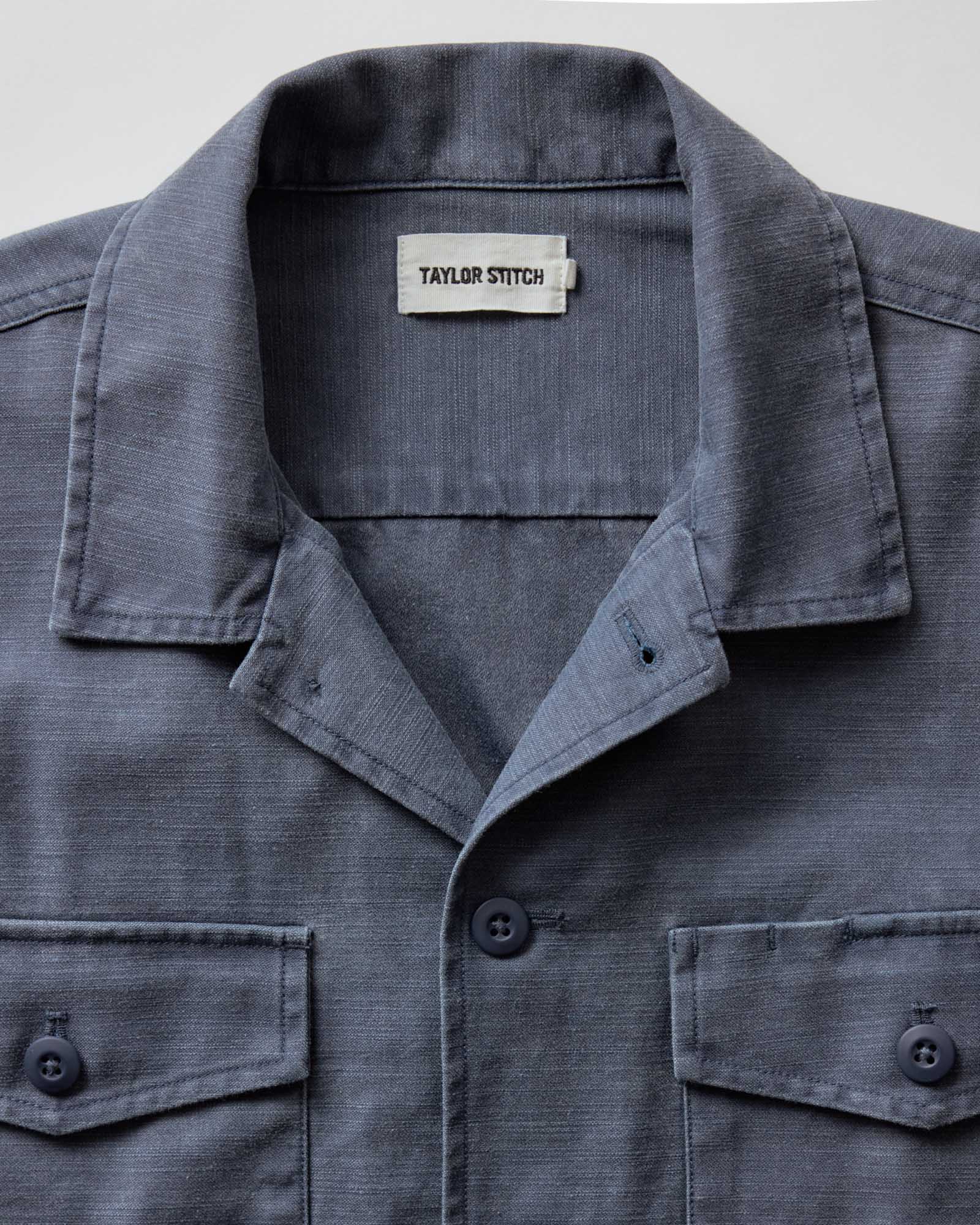 The Short Sleeve Surplus Shirt in Navy Reverse Sateen | Modern Menswear by yycbvcnbmmnbm