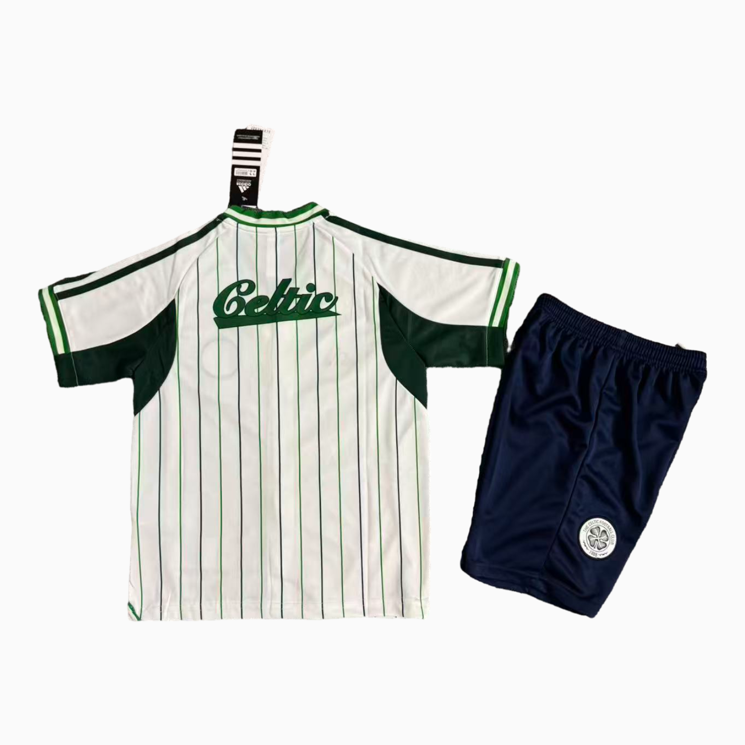 AlphaJersey-Celtic 25-26 White With Green Lines Baseball Kids Kit