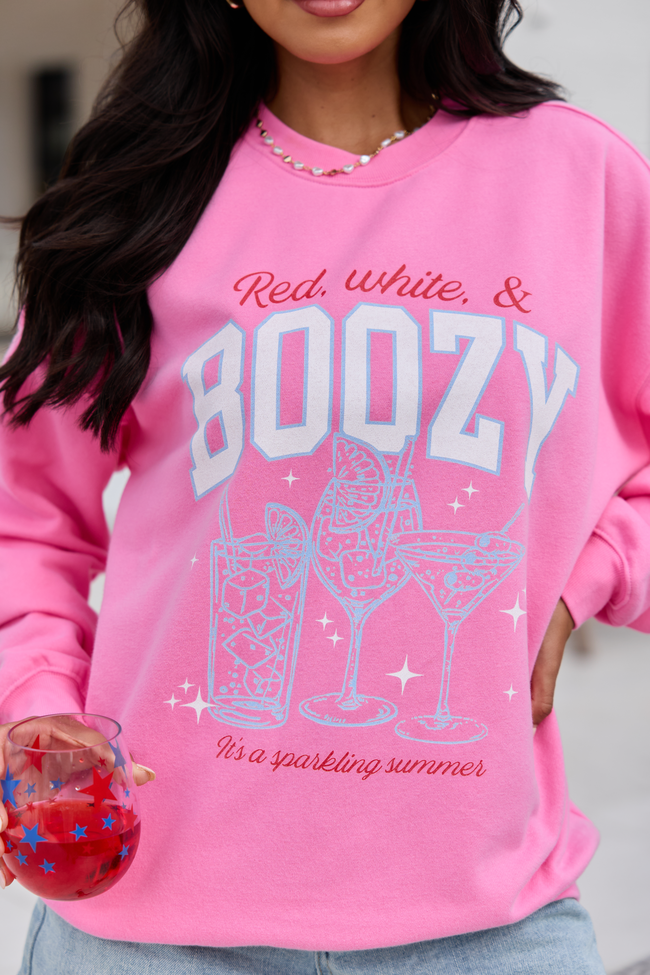 Red, White, & Boozy Pink Graphic Sweatshirt DOORBUSTER | Elegant Women's Fashion by coolavocek