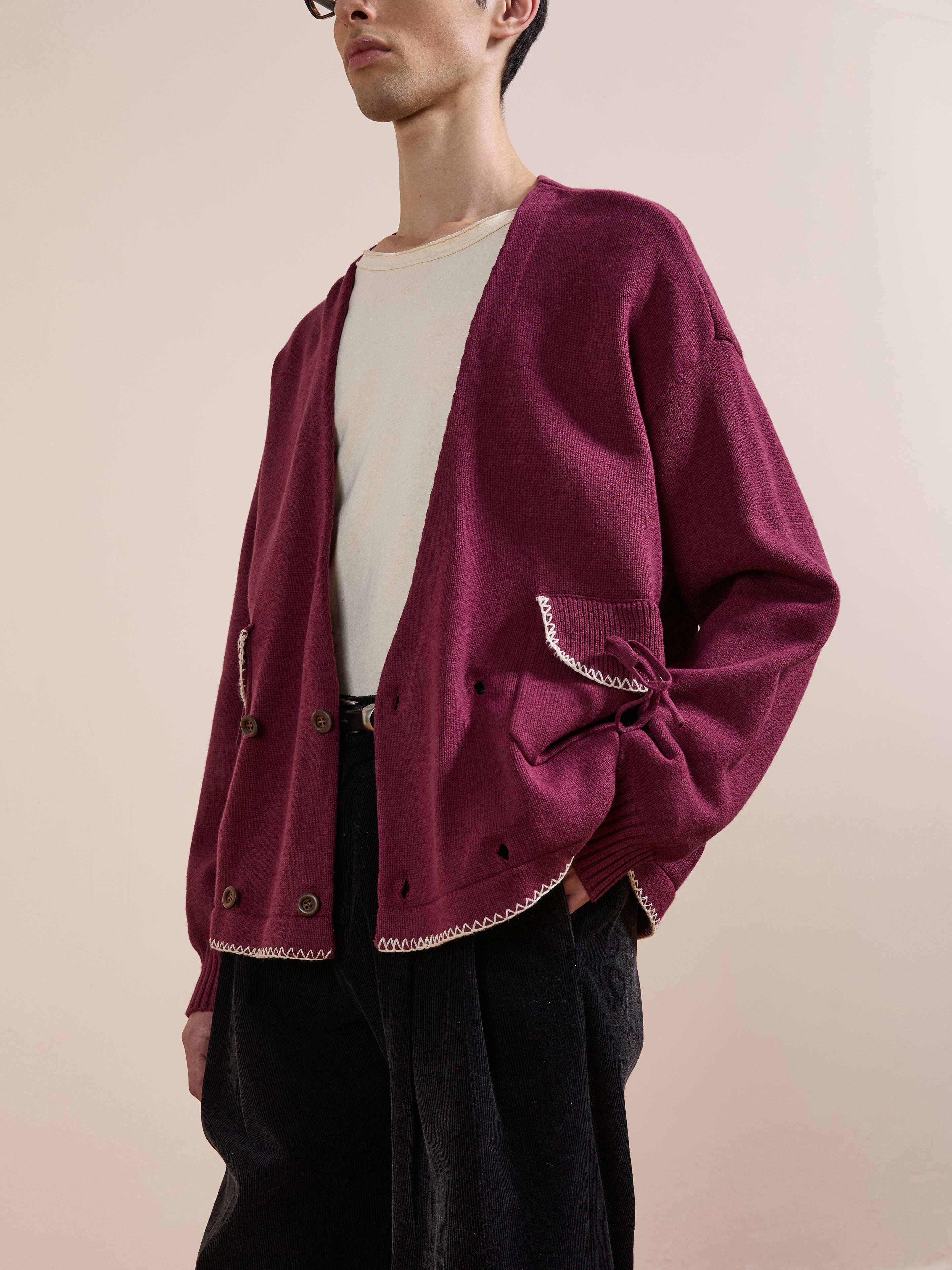 Double Breasted Bow Cardigan | Modern Menswear by yycbvcnbmmnbm
