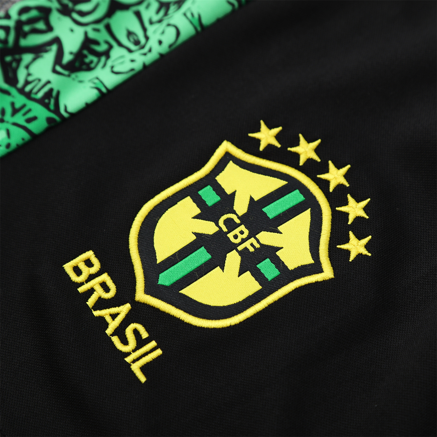 AlphaJersey-Brazil 25-26 Green Jesus Statue Short-Sleeve Training Set - Green Top & Black Shorts