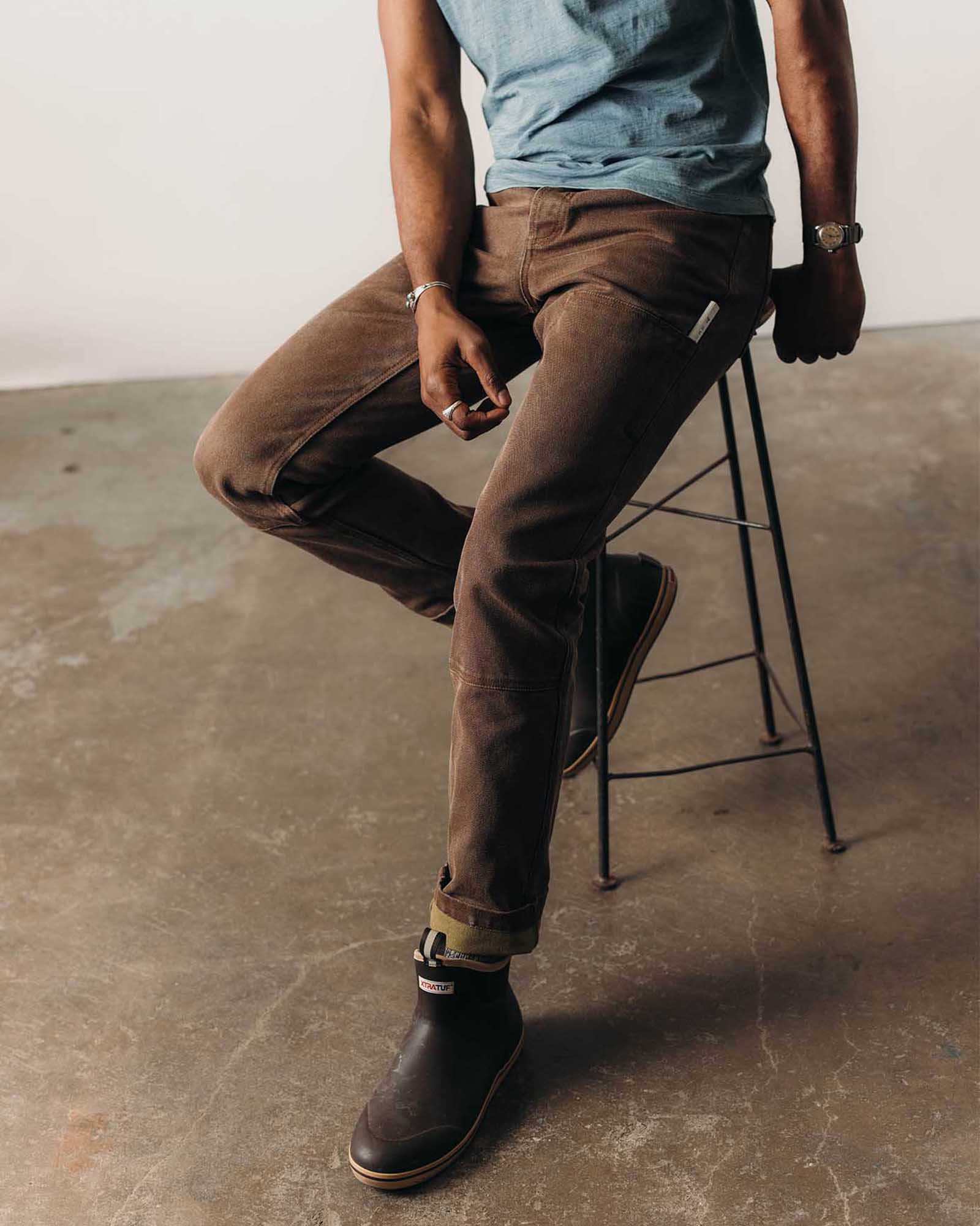 The Chore Pant in Aged Penny Chipped Canvas | Modern Menswear by yycbvcnbmmnbm