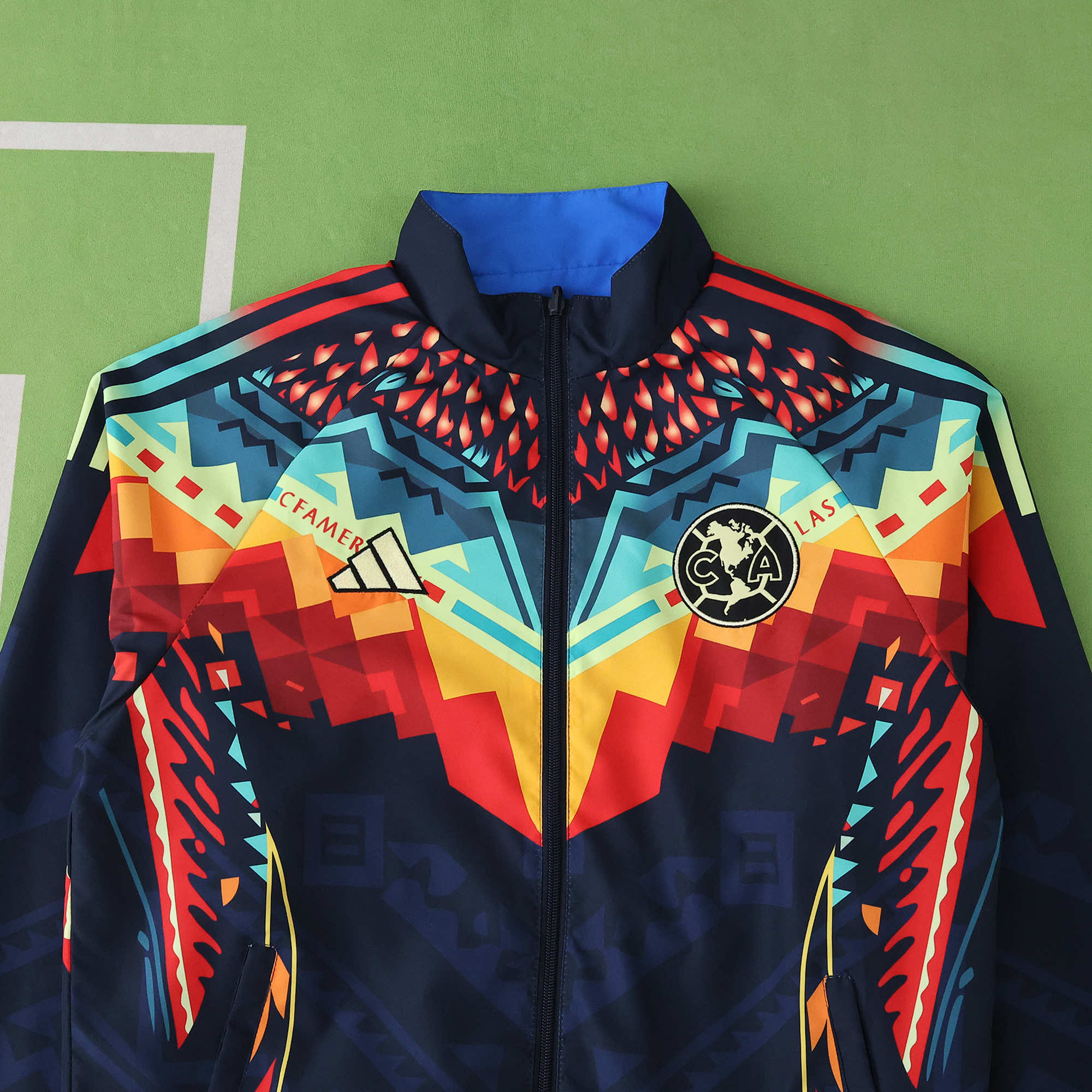 AlphaJersey-Club América 25-26 Throwback Double Sided Reversible Windbreaker - Blue & Black