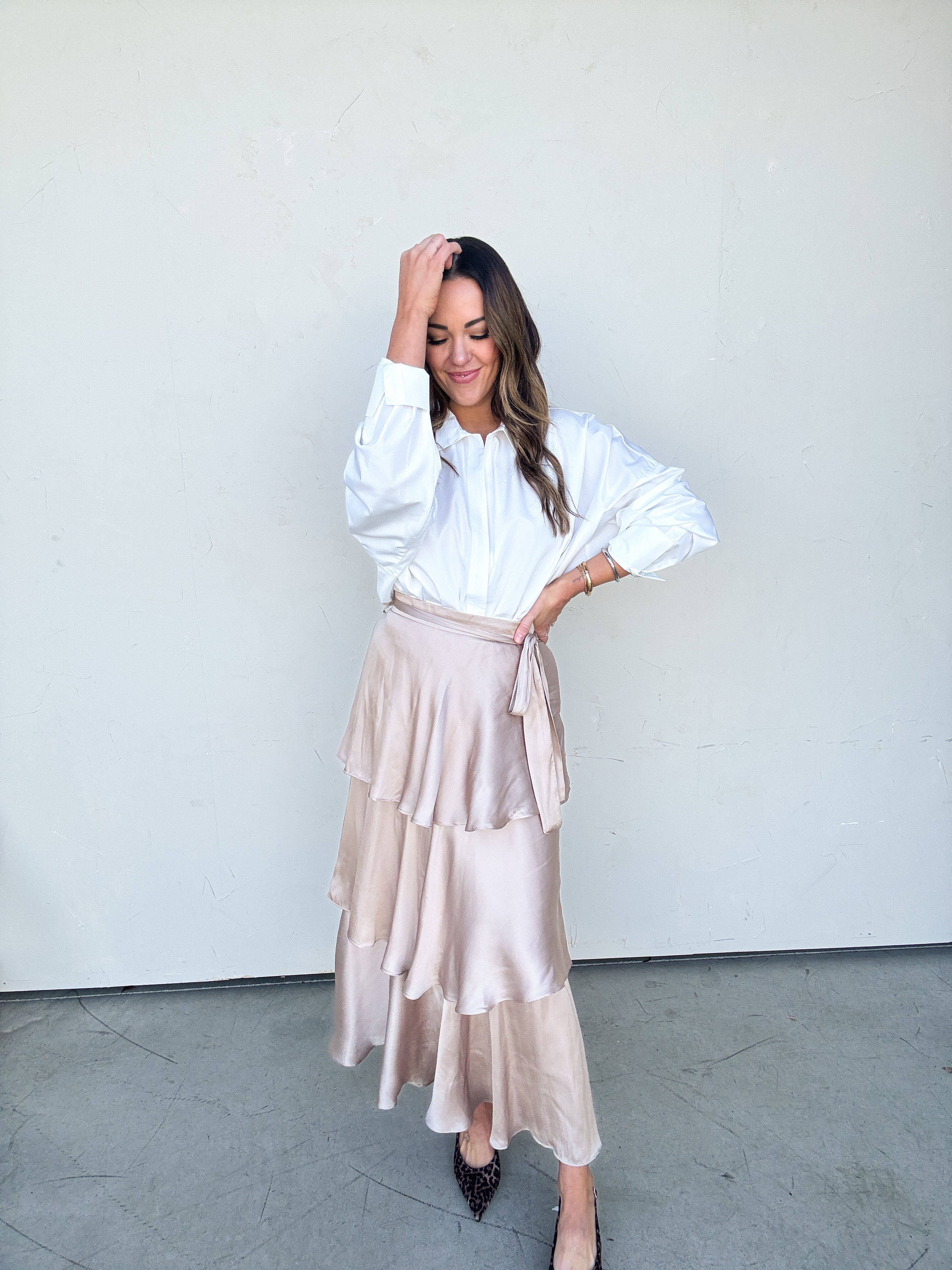 Tiered Satin Maxi Skirt | Elegant Women's Fashion by coolavocek