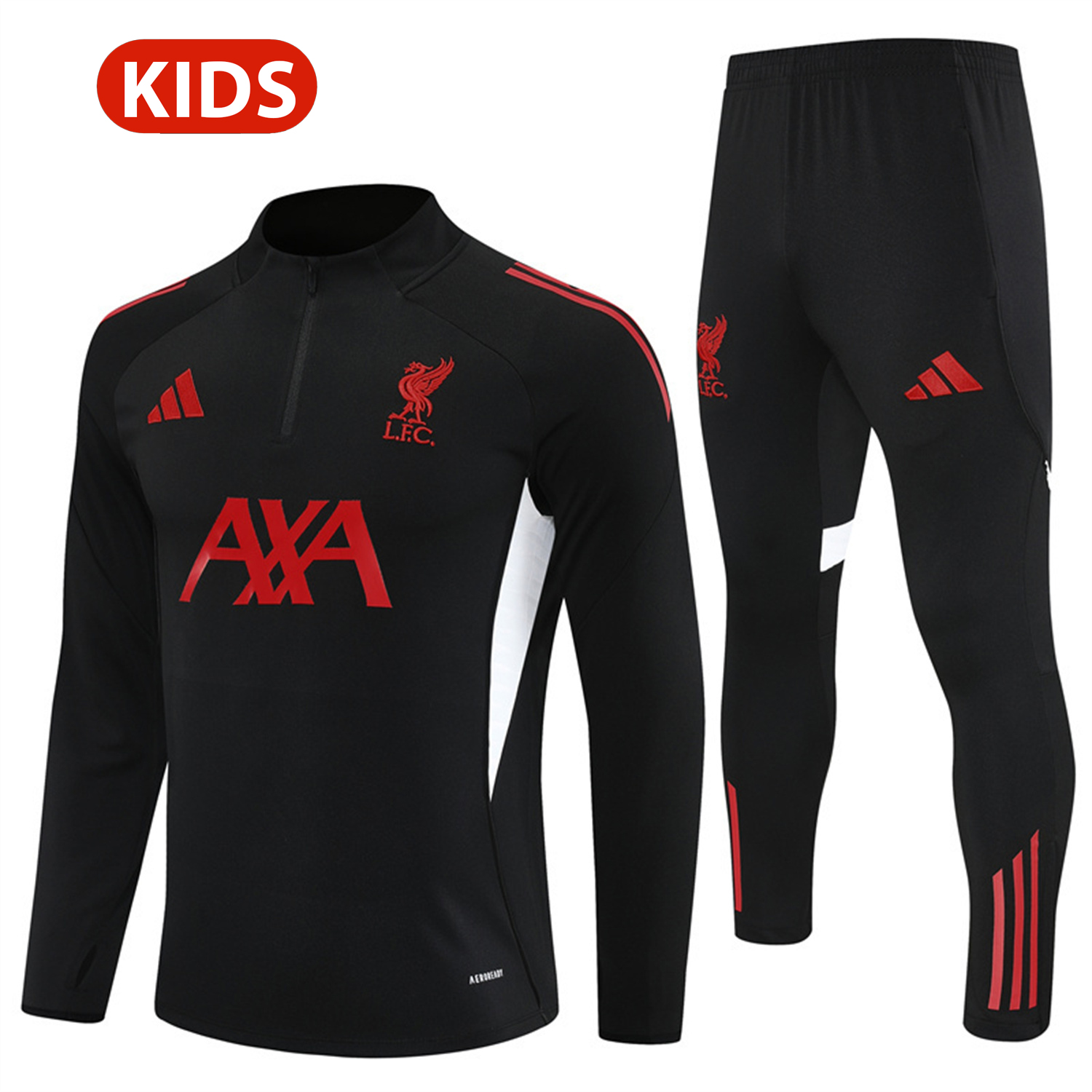 AlphaJersey-Liver.pool 25-26 Kids Long Sleeve Training Set - Black Top & Black Pants