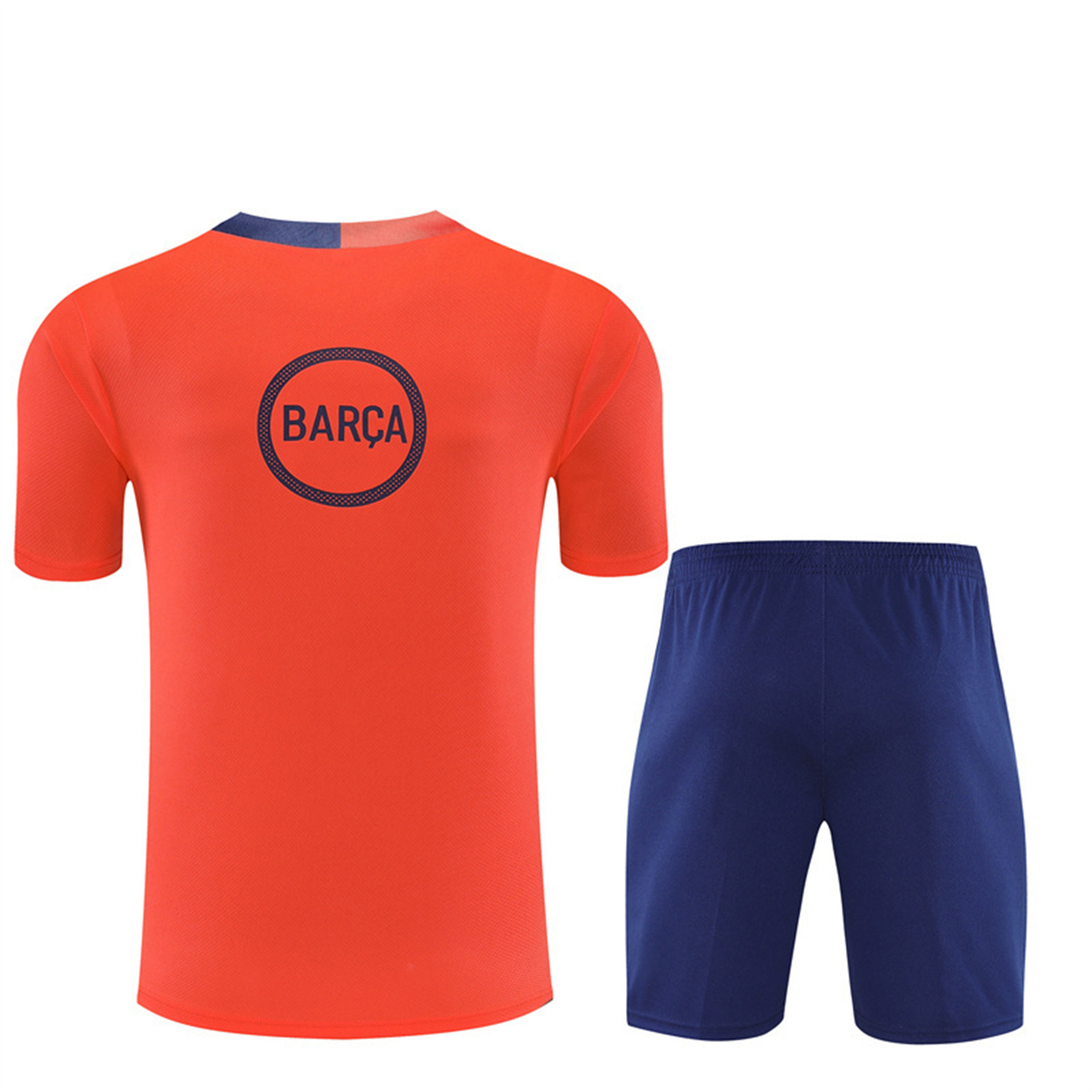 AlphaJersey-Barcelona 25-26 Kids Short-Sleeve Training Set - Orange Top Royal Blue Sponsor & Royal Blue Shorts