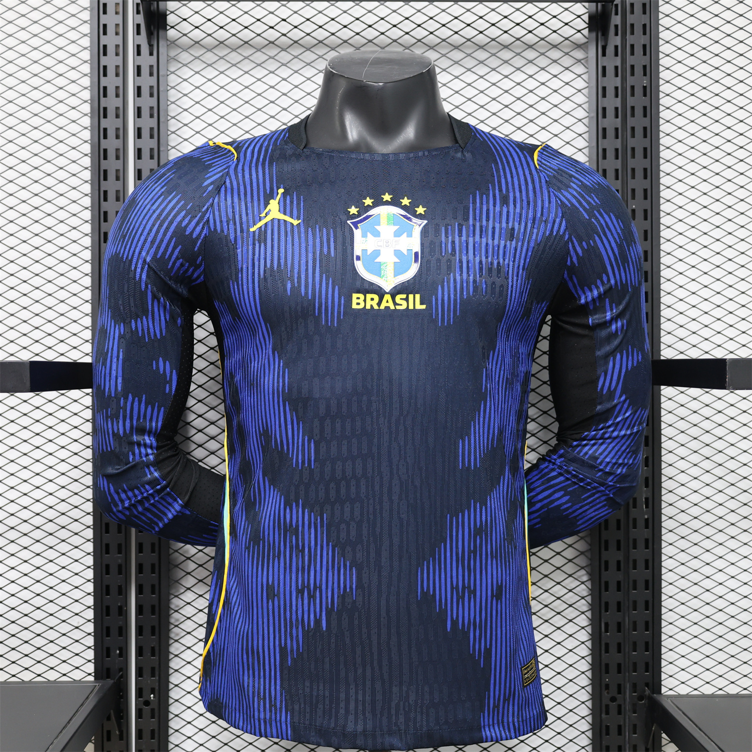 AlphaJersey-Brazil 2026 Away Blue Long Sleeves Jersey - Player Version