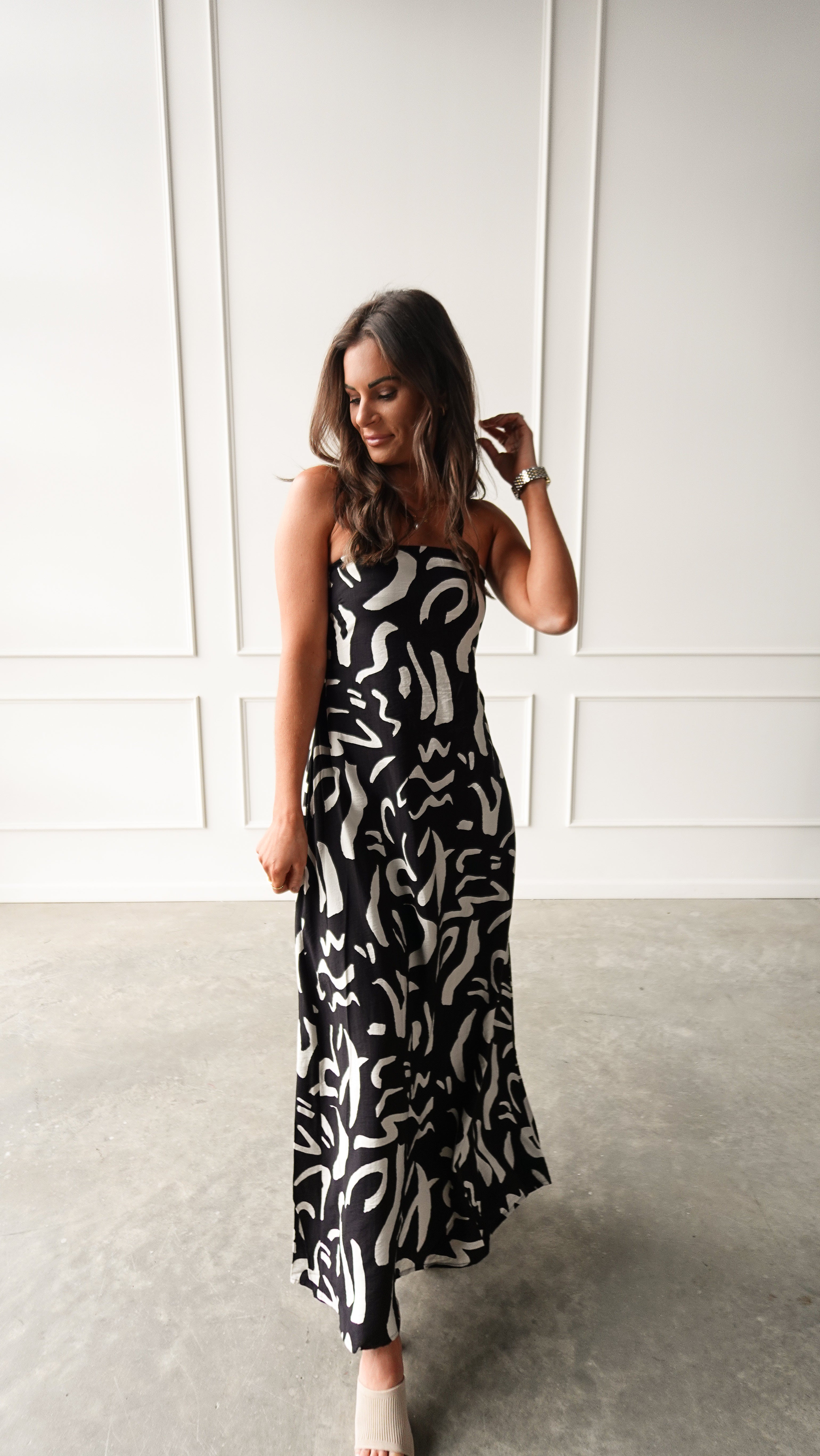 Black Patterned Strapless Dress | Elegant Women's Fashion by coolavocek