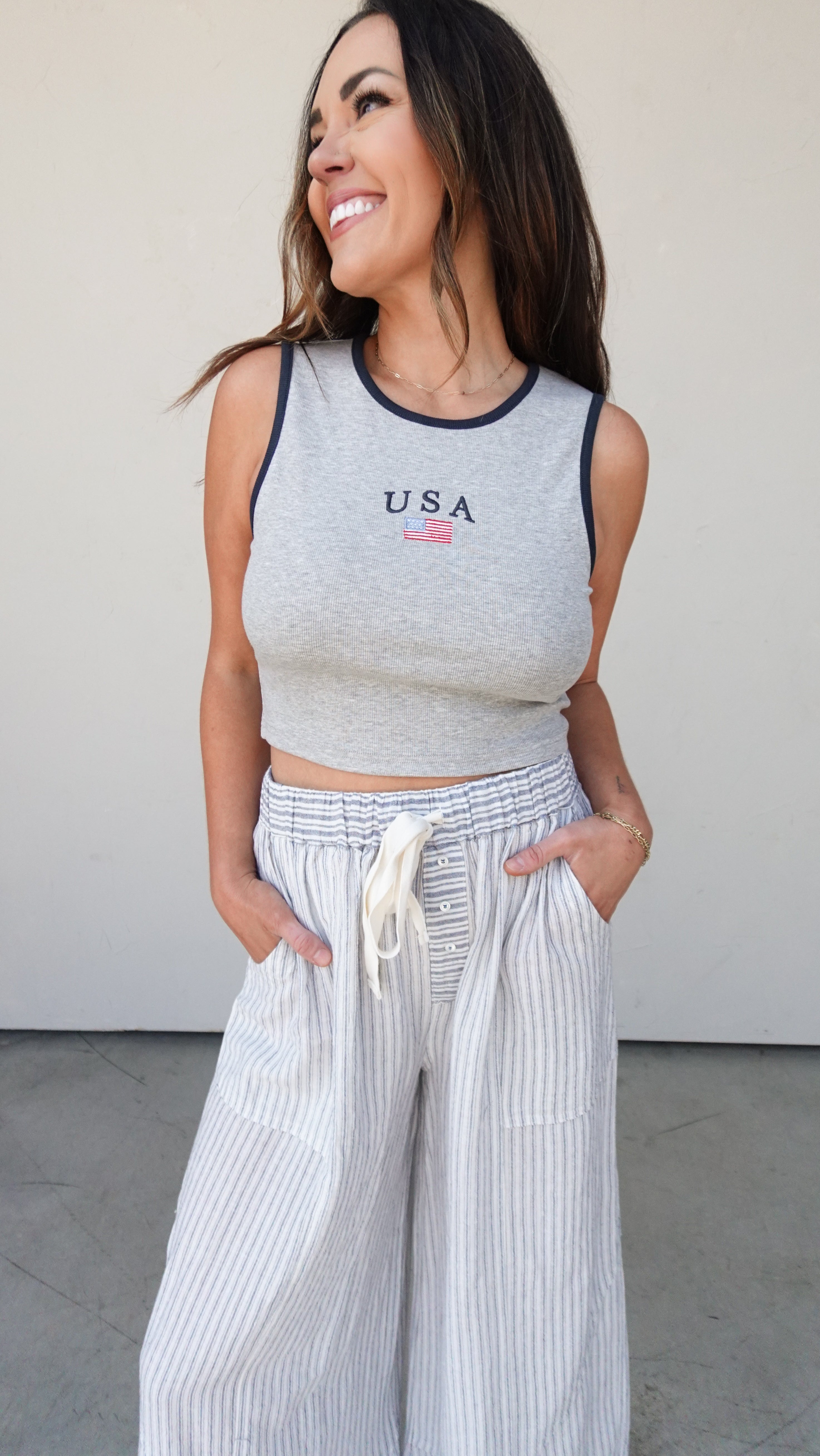 Gray USA Tank | Elegant Women's Fashion by coolavocek