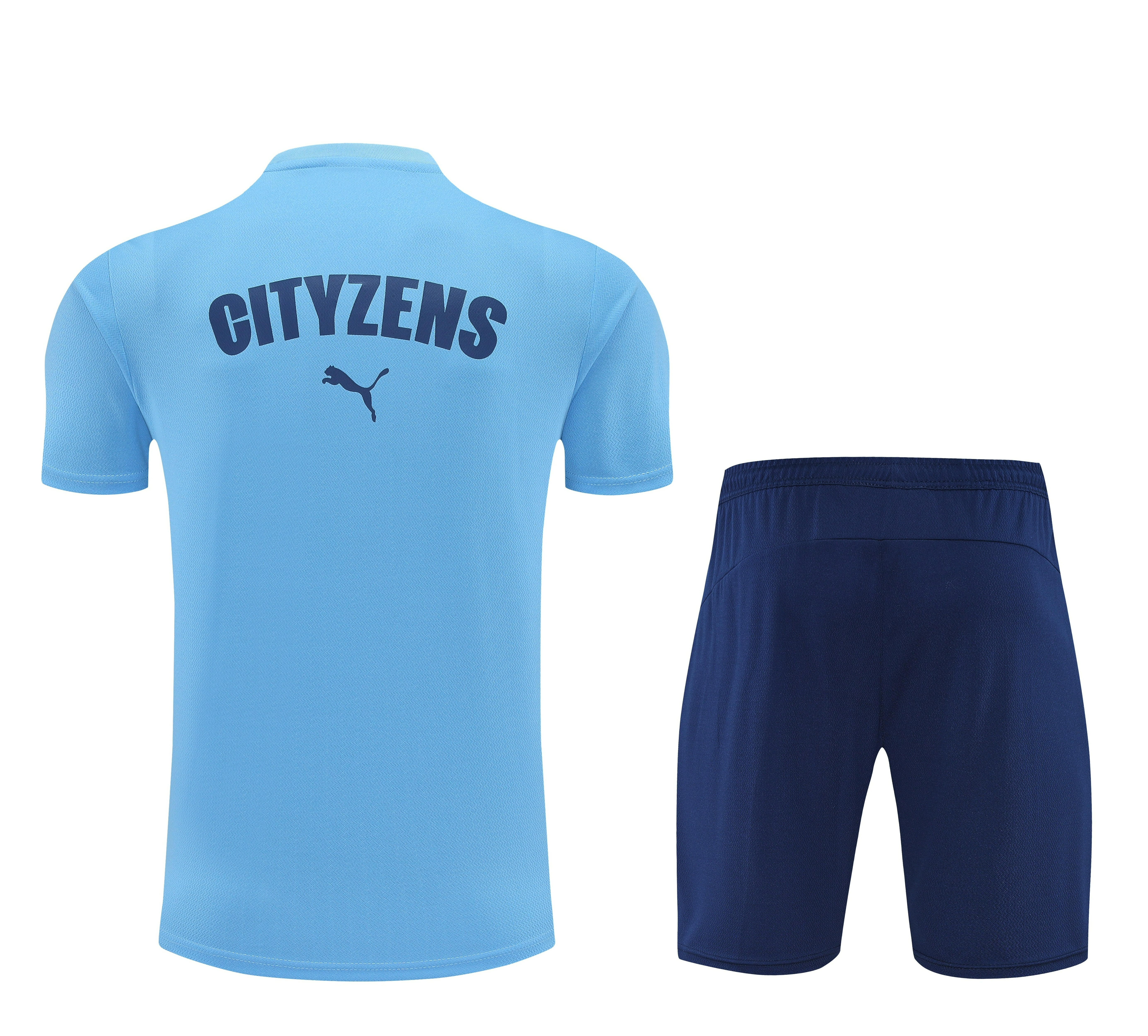 AlphaJersey-Manchester City 25-26 Short-Sleeve Training Set - Light Blue Top & Deep Blue Shorts