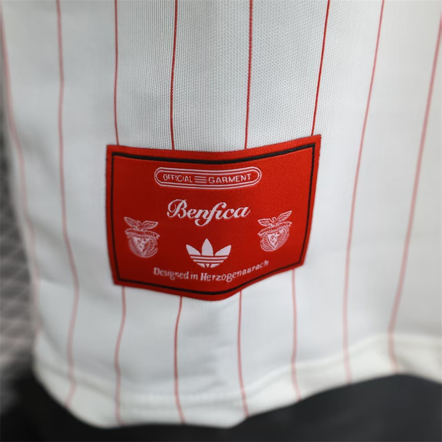 AlphaJersey-Benfica 25-26 Trefoil Red Lines White Travel Jersey - Player Version