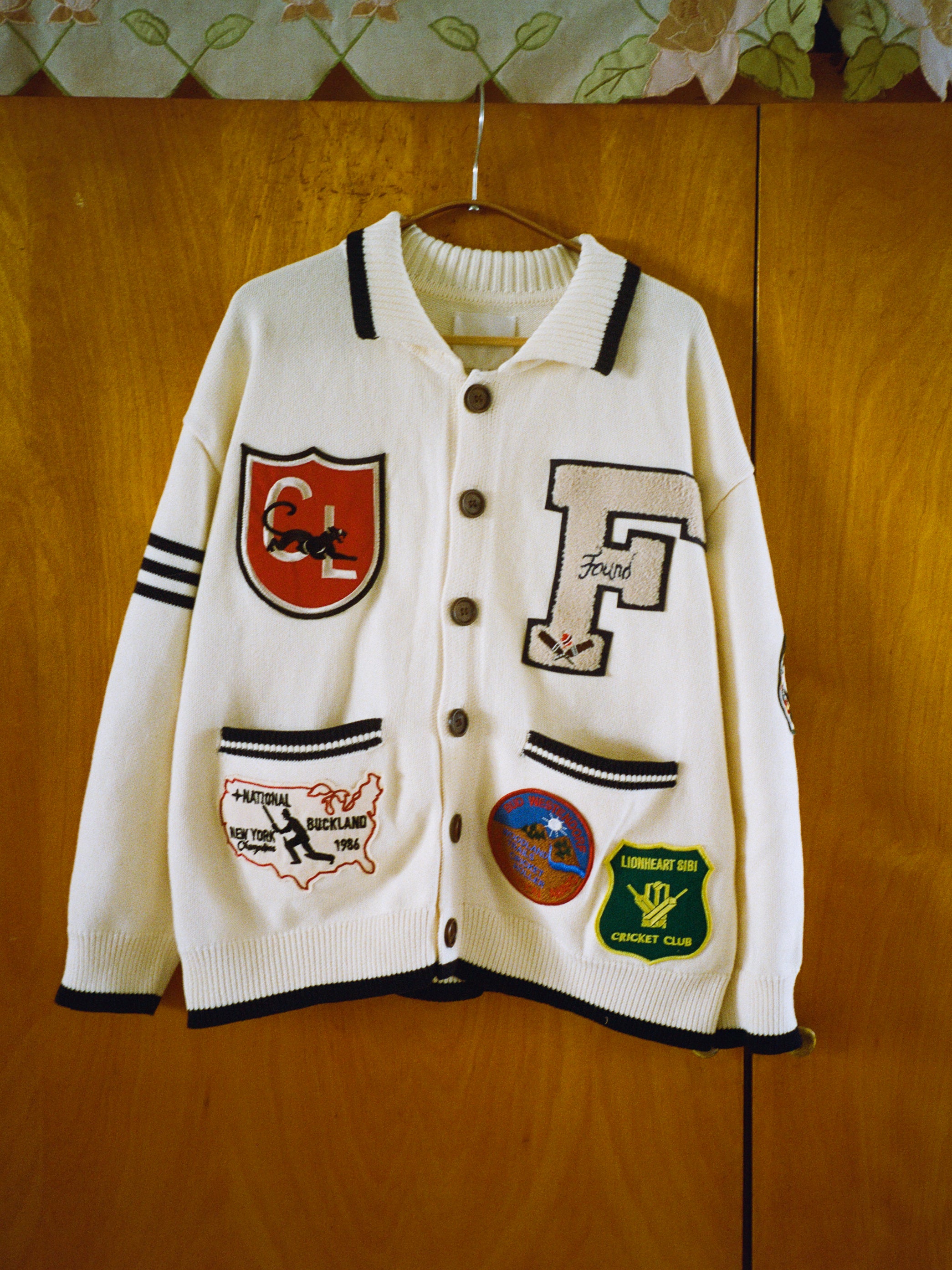 York Varsity Patch Collared Cardigan | Modern Menswear by yycbvcnbmmnbm