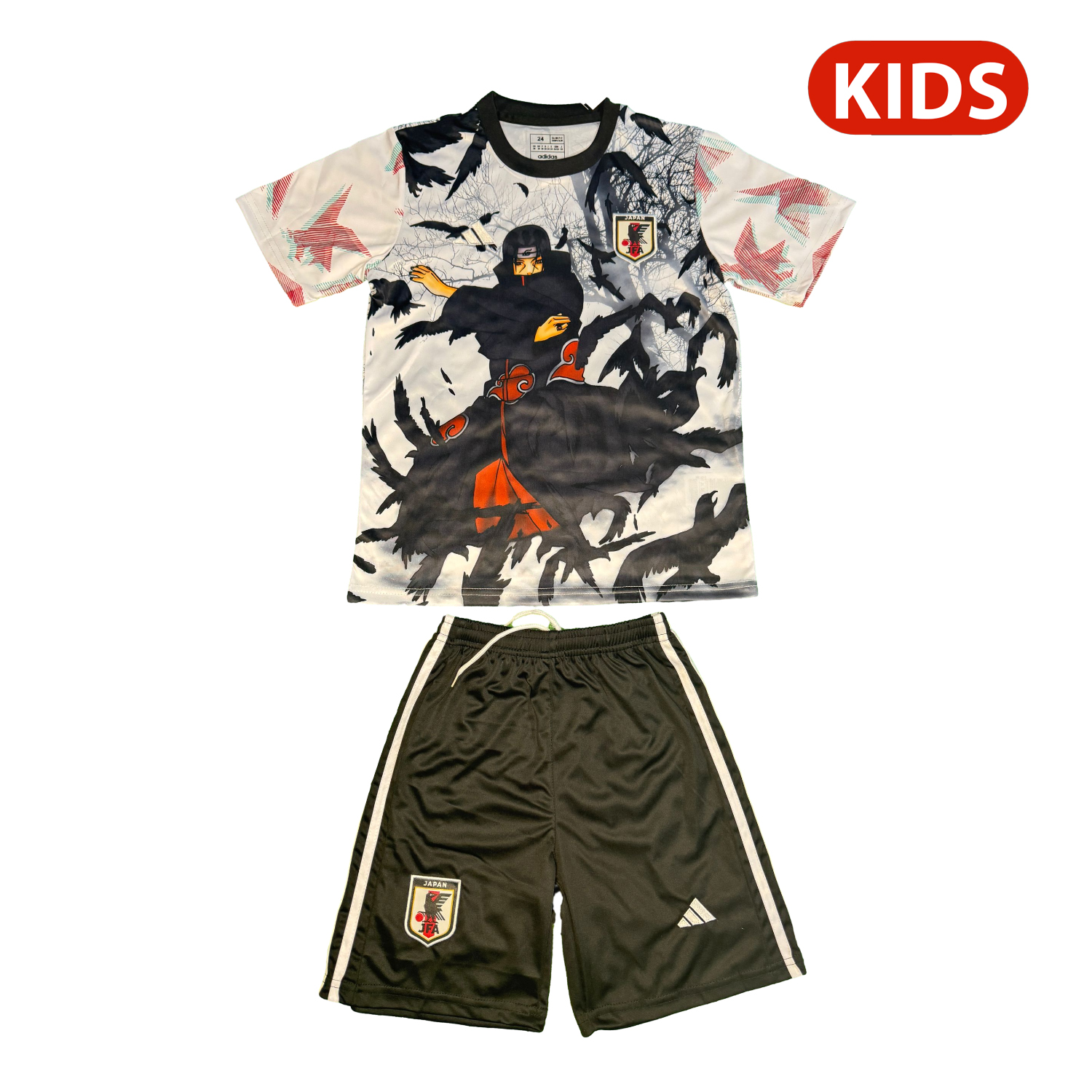AlphaJersey-Japan 25-26 Uchiha Itachi White And Black Special Kids Kit