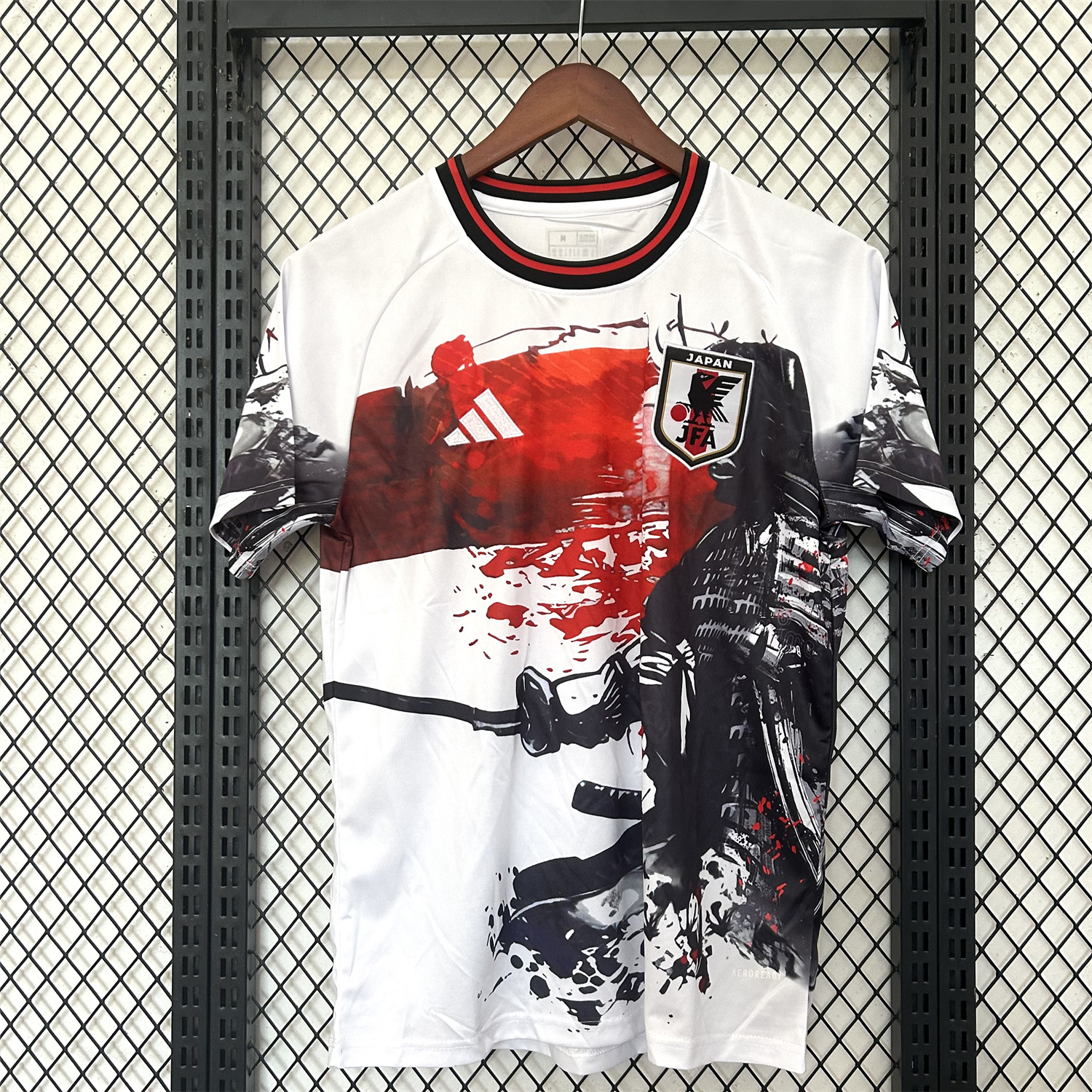 AlphaJersey-Japan 25-26 Black Samurai Silhouette White Jersey - Fans Version