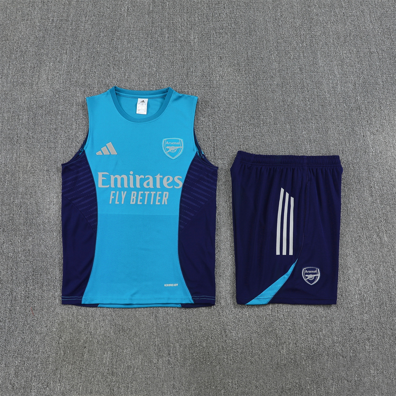 AlphaJersey-Arsenal 25-26 Vest Training Set - Light Blue Top & Royal Blue Shorts