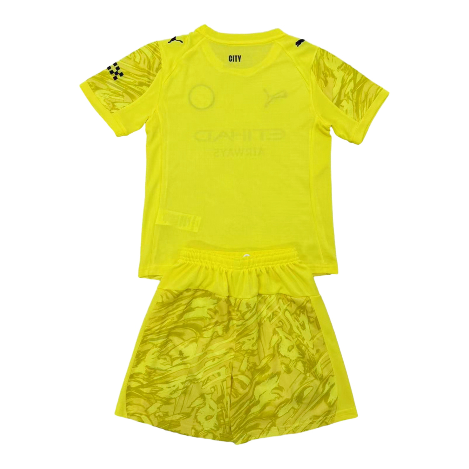 AlphaJersey-Manchester City 25-26 Yellow Goalkeeper Men's Adult Jersey Set - Fans Version