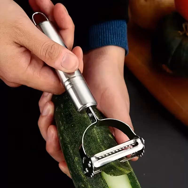 1pc stainless steel peeler universal kitchen vegetable peeler and julienne slicer multi function potato peeler fruit vegetable   manual food processor for thanksgiving christmas essential kitchen gadget Product details 1