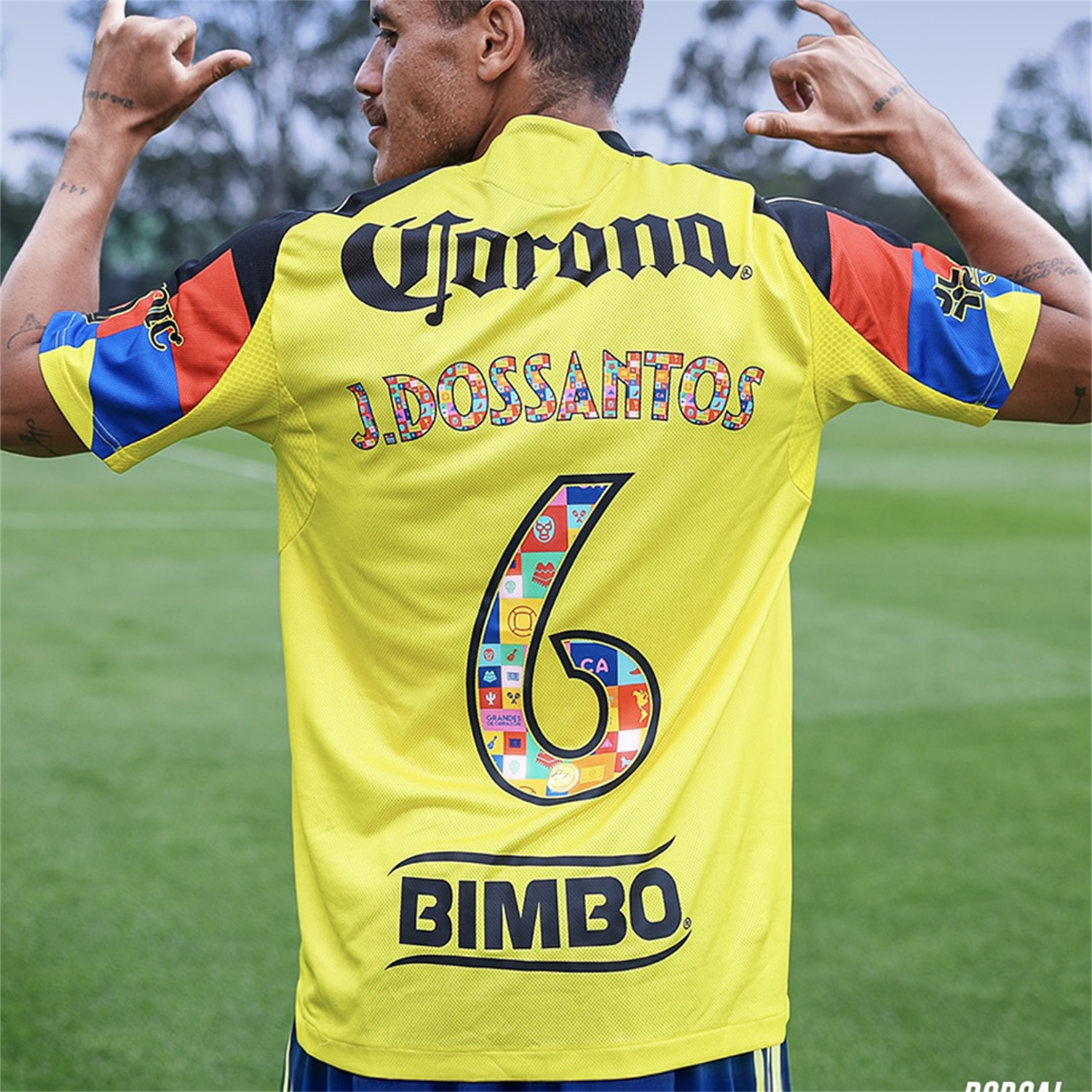 AlphaJersey-【El Día de Muertos Font】Club América 25-26 Home Yellow Jersey - Player Version