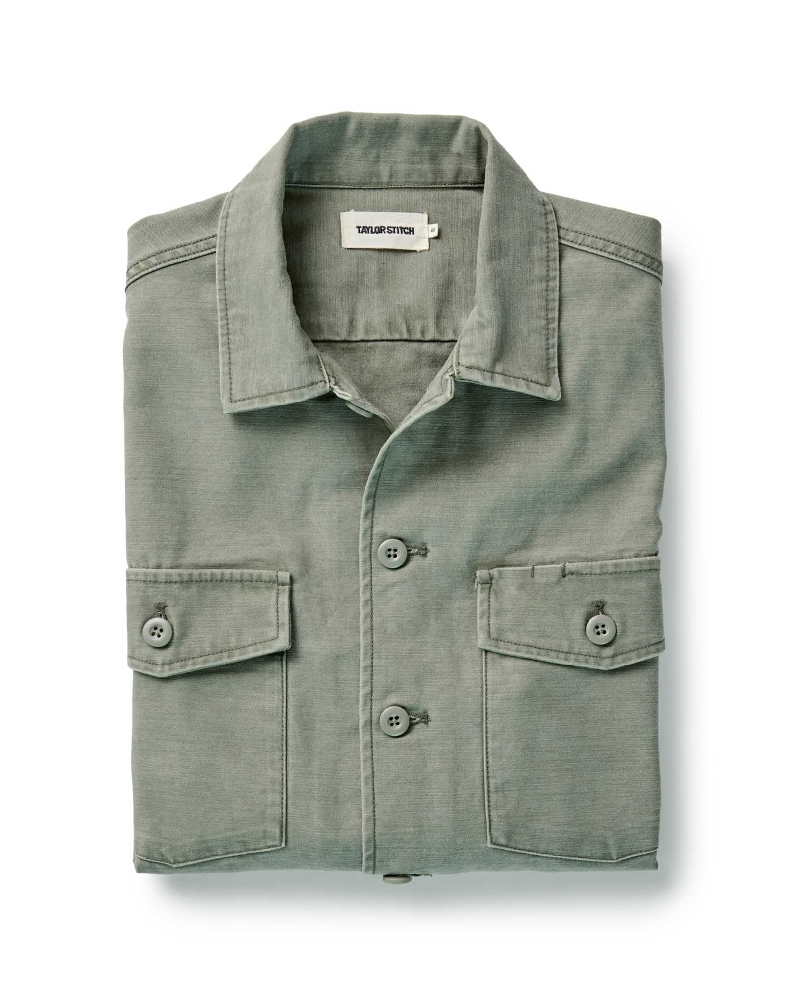 The Surplus Shirt in Field Olive Reverse Sateen | Modern Menswear by yycbvcnbmmnbm