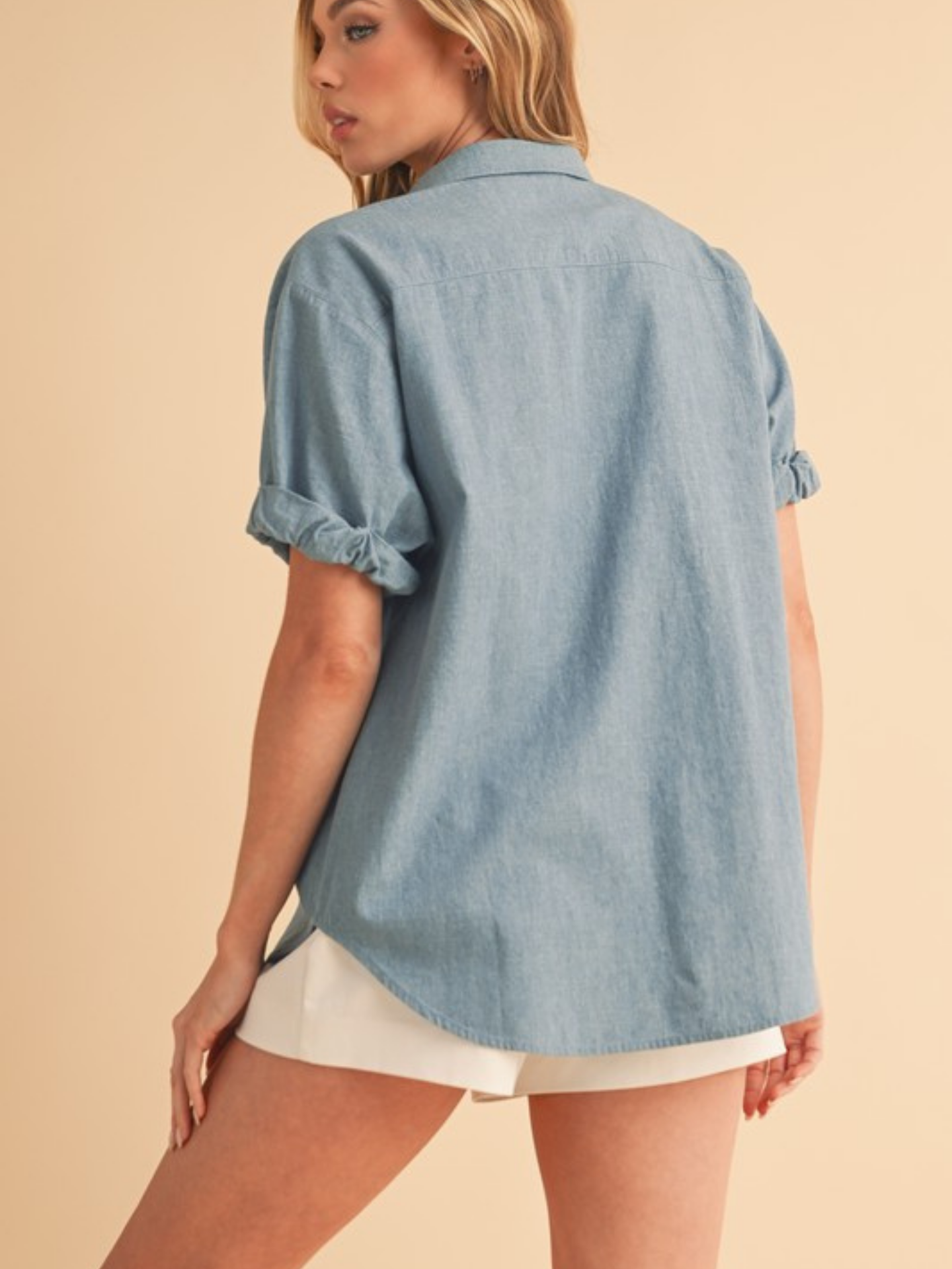 Denim Button Up | Elegant Women's Fashion by coolavocek