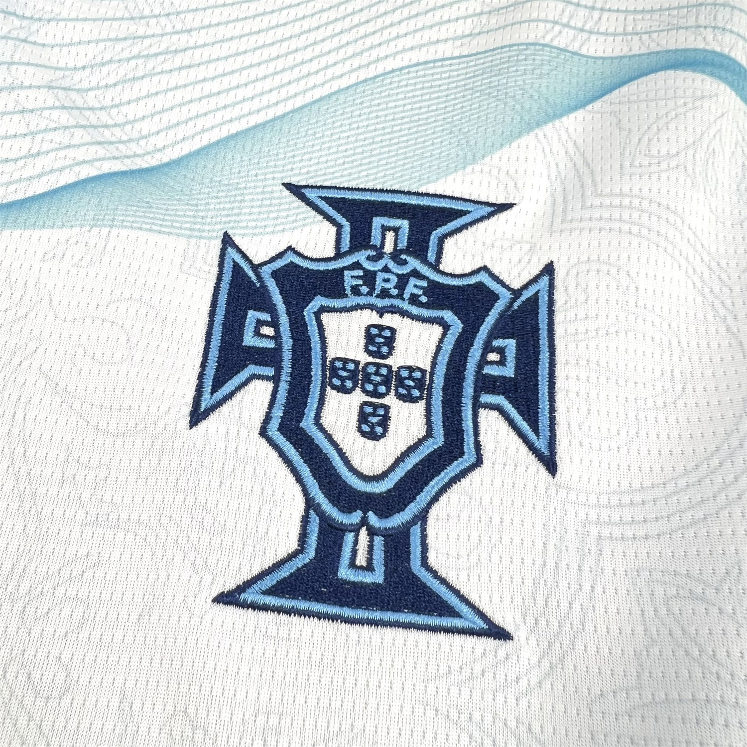 AlphaJersey-Portugal 2026 Bright White With Sky Blue Waves Special Jersey - Fans Version