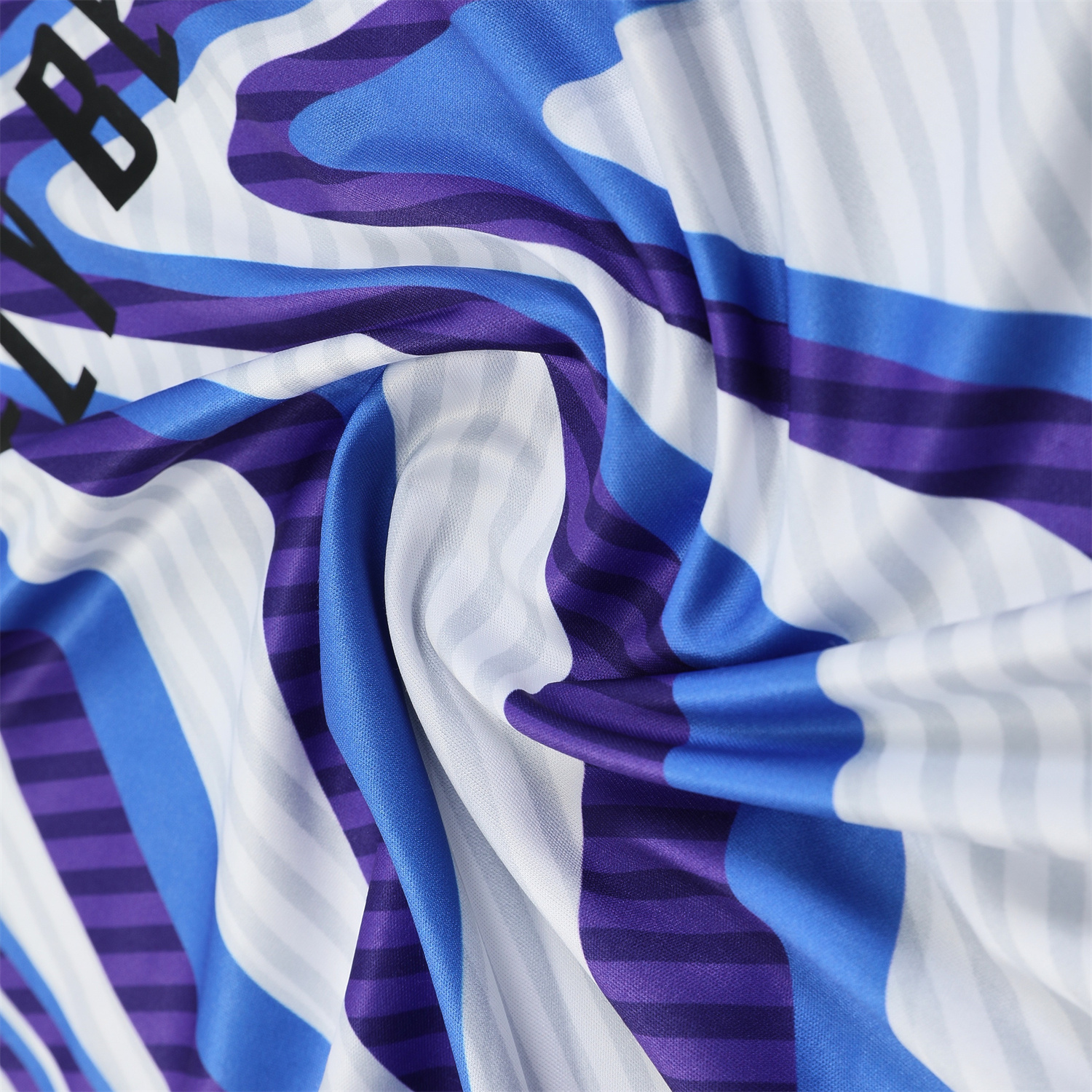 AlphaJersey-Real Madrid 25-26 Short-Sleeve Training Set - Blue Purple Curve Pattern Top & Black Shorts