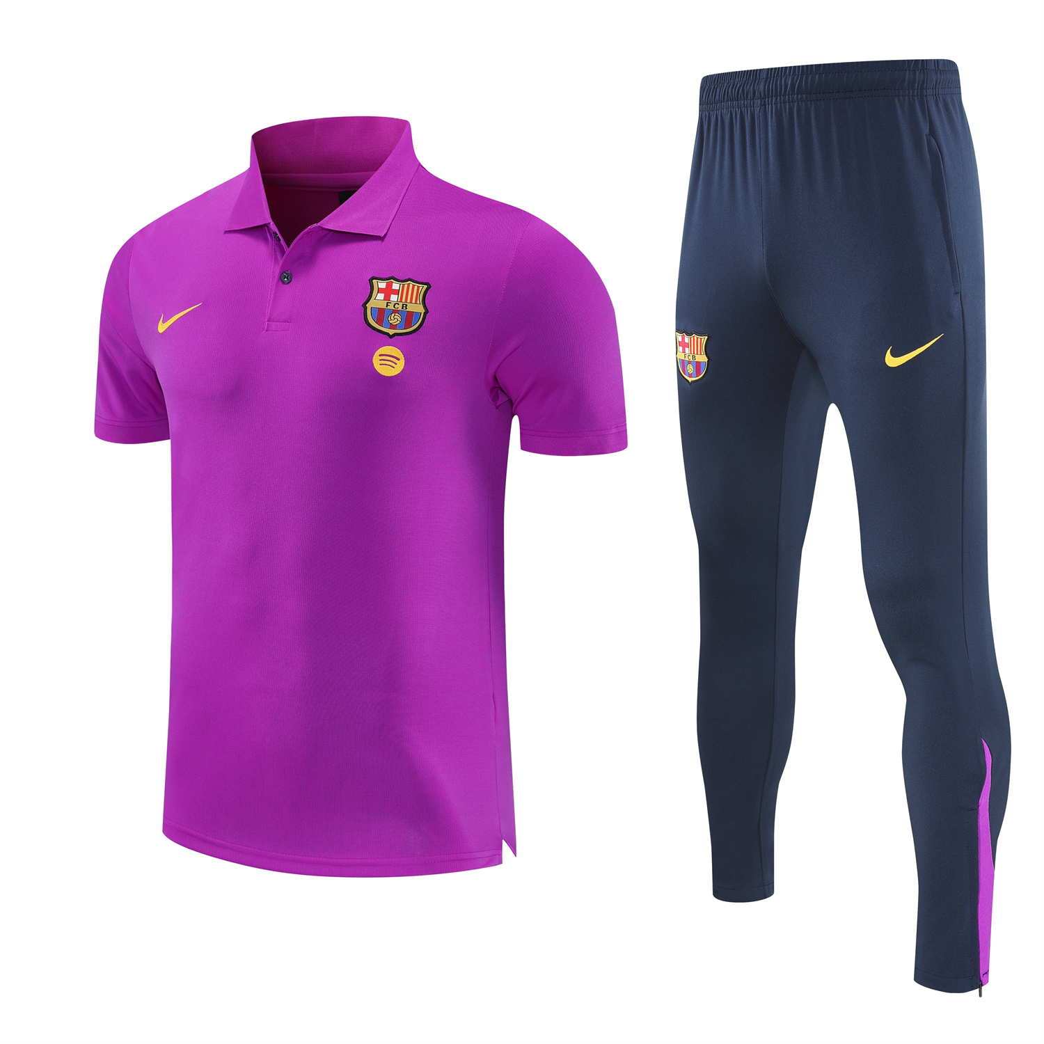 AlphaJersey-Barcelona 25-26 POLO Short-Sleeve Training Set - Purple Top and Dark Blue Pants