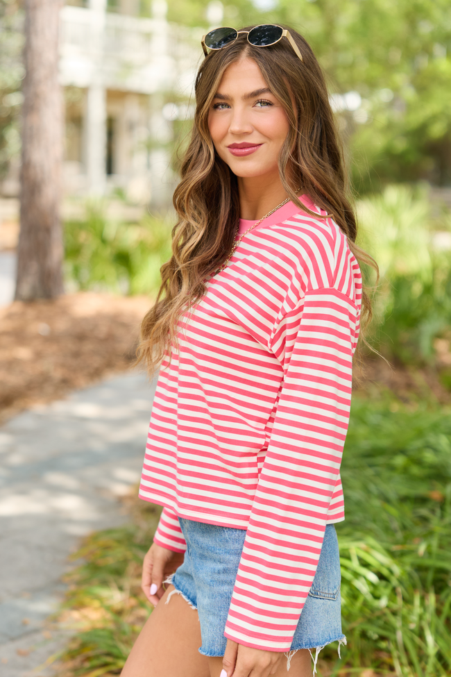 Nylah Red Striped Long Sleeve Crewneck Top SALE | Elegant Women's Fashion by coolavocek