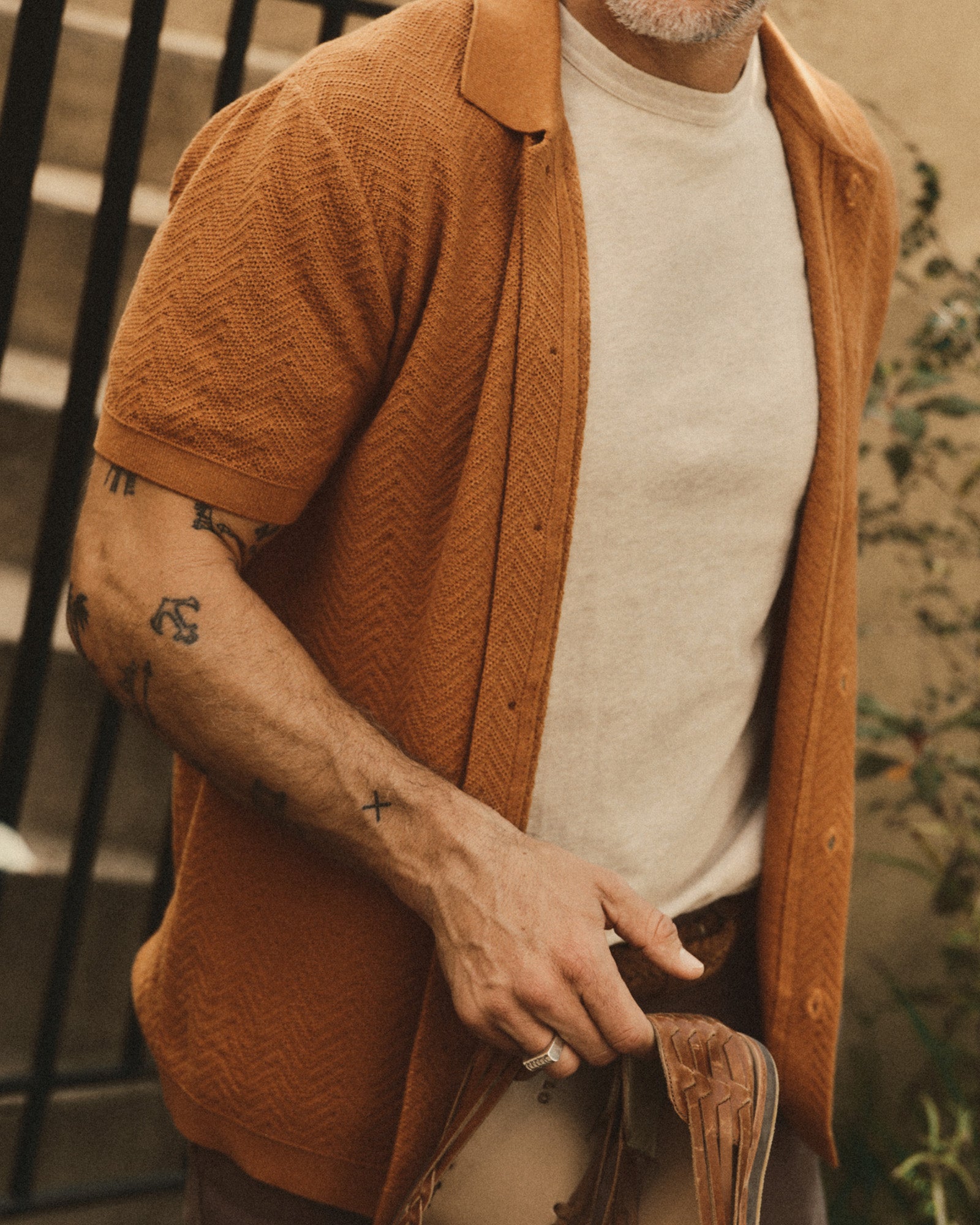 The Button Down Polo in Desert Herringbone | Modern Menswear by yycbvcnbmmnbm