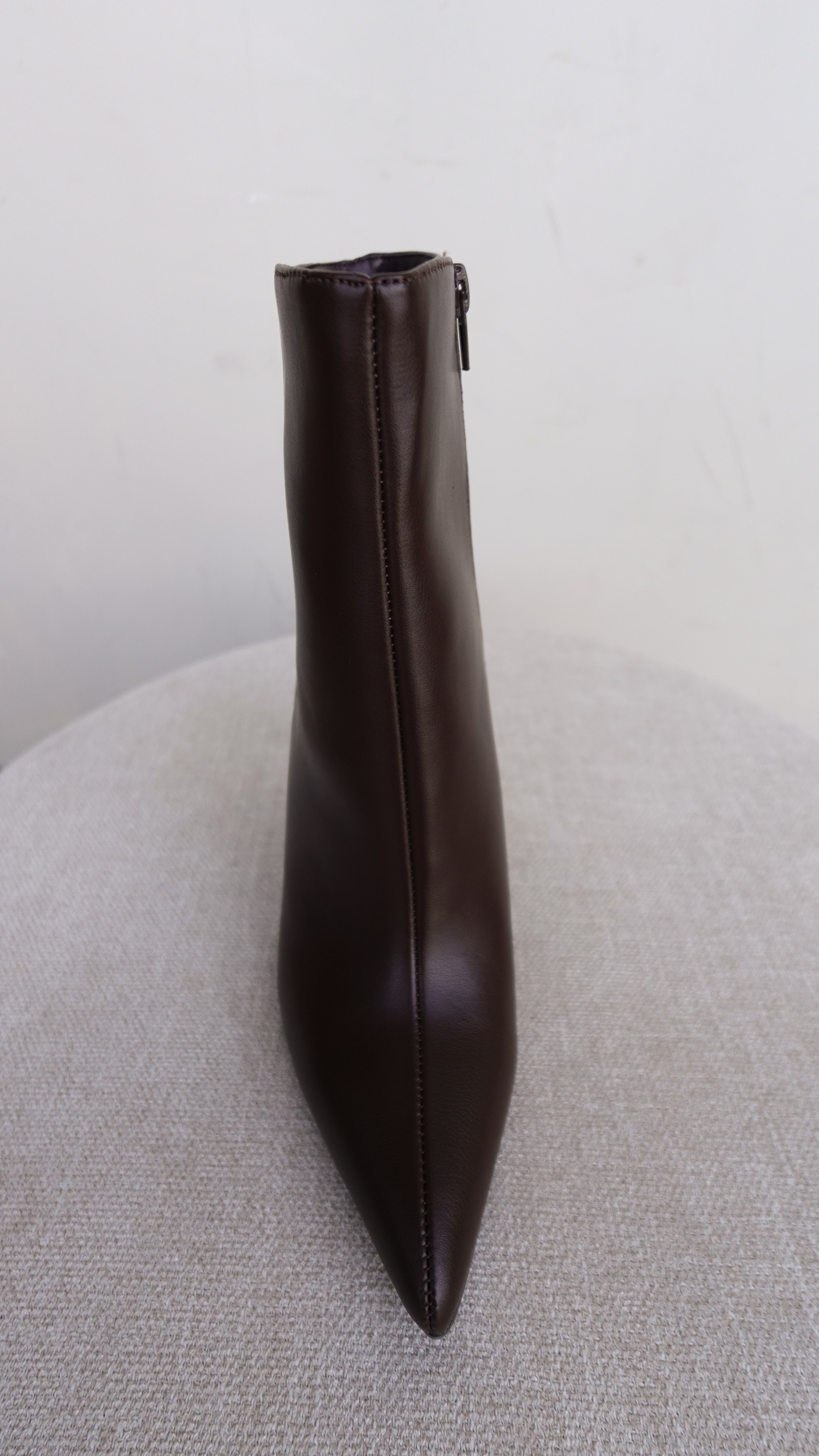 Brown Pointed Toe Faux Leather Bootie | Elegant Women's Fashion by coolavocek