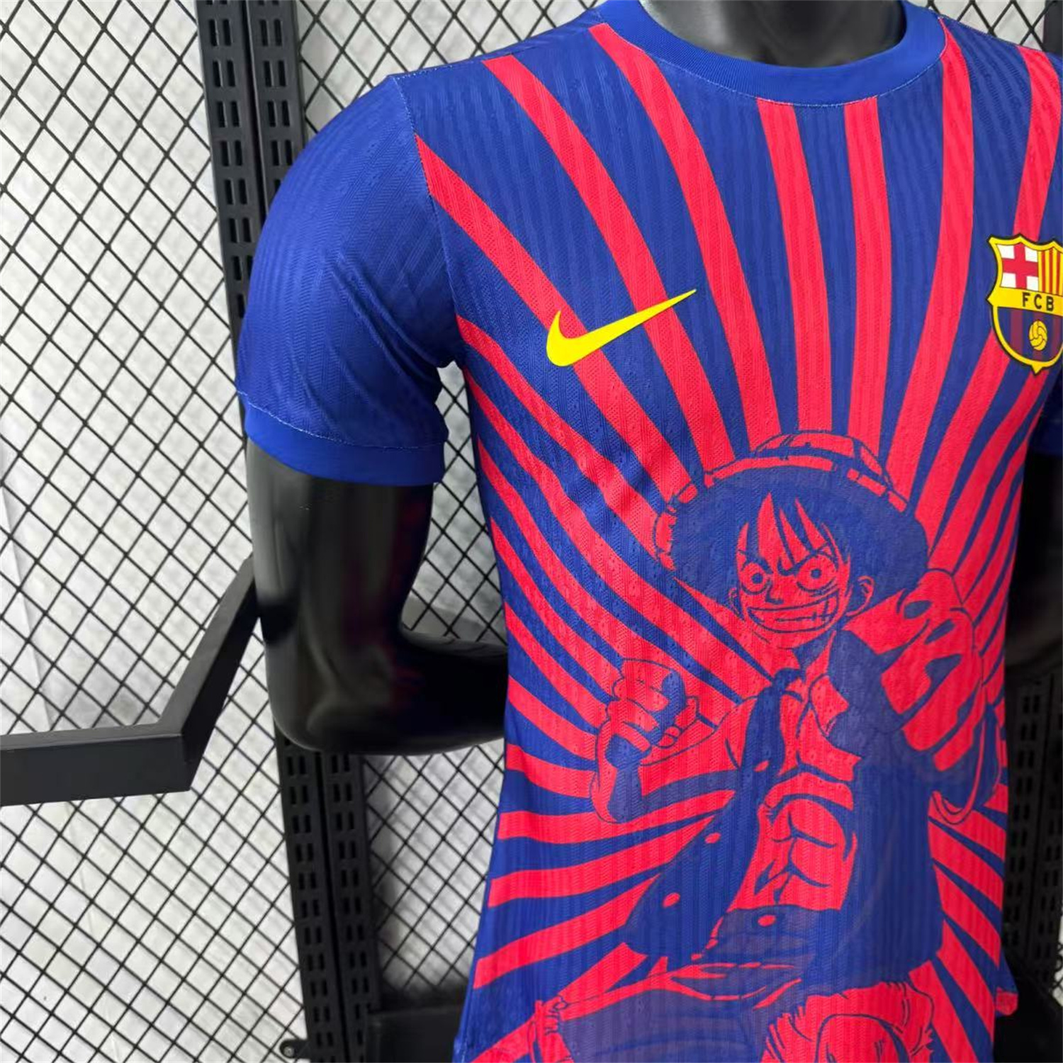 AlphaJersey-Barcelona 25-26 One Piece Red Silhouette Special Blue Jersey - Player Version