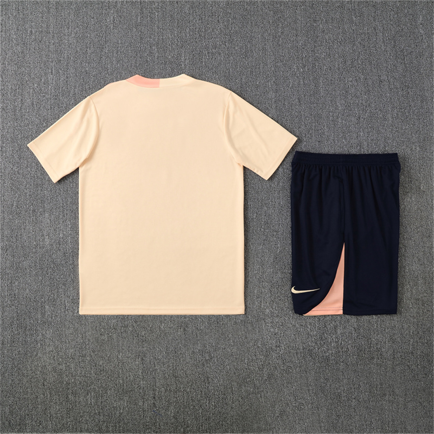 AlphaJersey-Barcelona 25-26 Kids Short-Sleeve Training Set - Beige Top & Blue Shorts