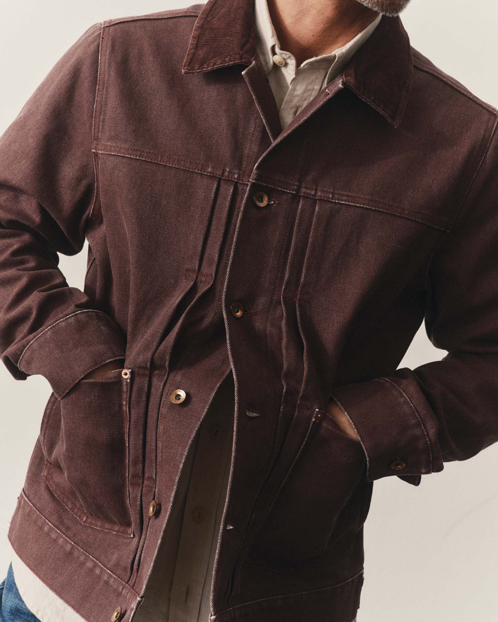 The Ryder Jacket in Burgundy Chipped Canvas | Modern Menswear by yycbvcnbmmnbm