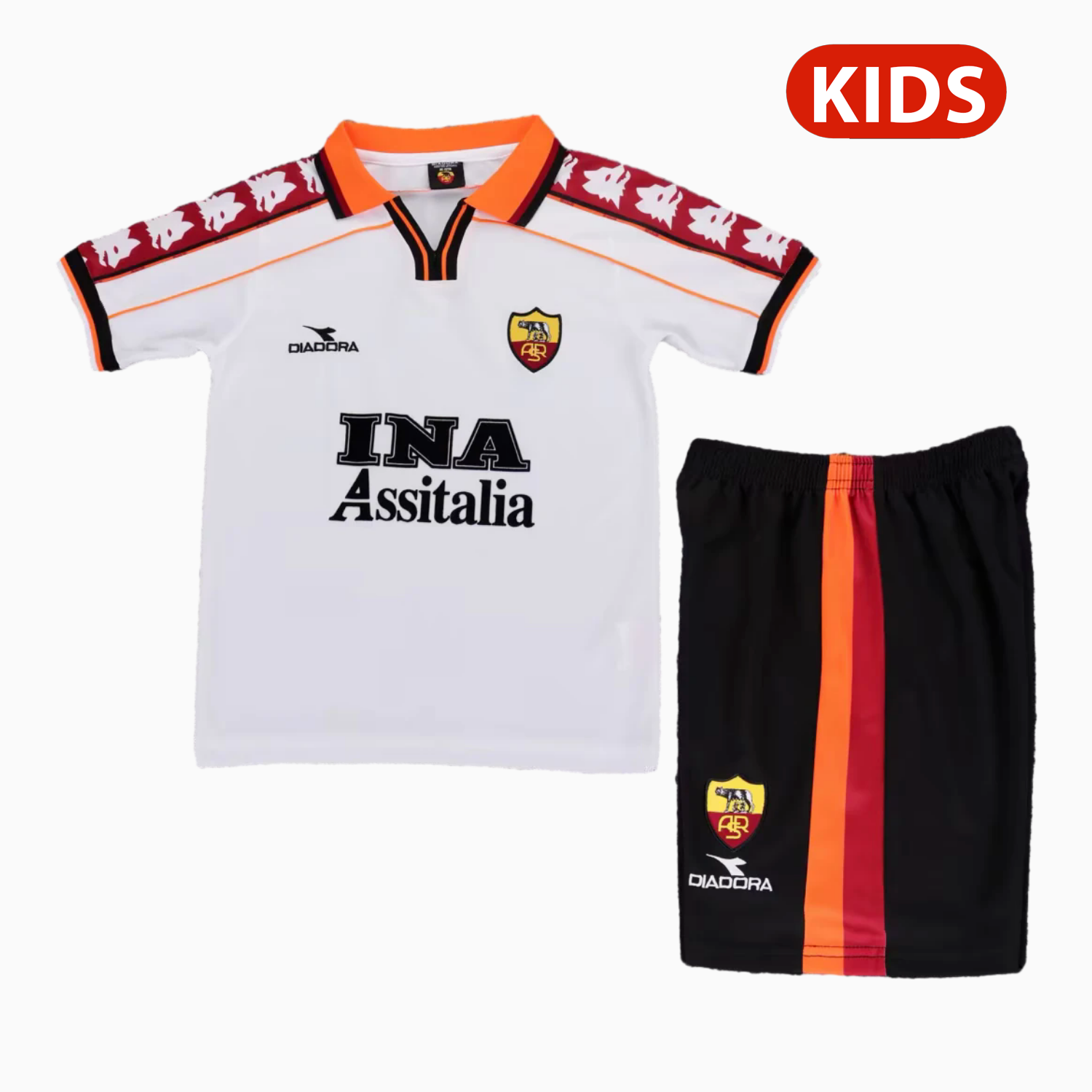 AlphaJersey-Retro Roma 1998-99 Away Kids Kit